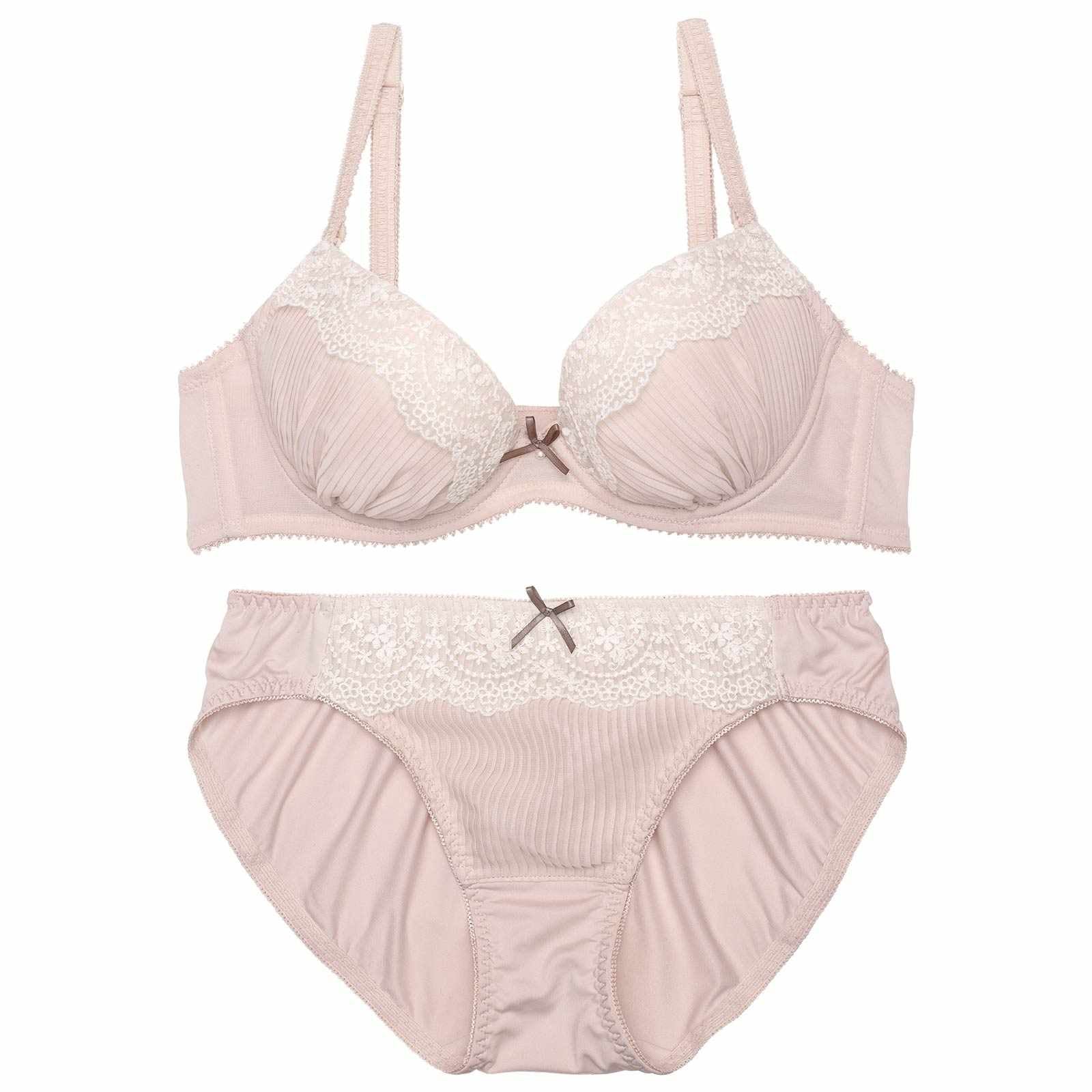 プリーツアーチフルーロンブラジャー&フルバックショーツ