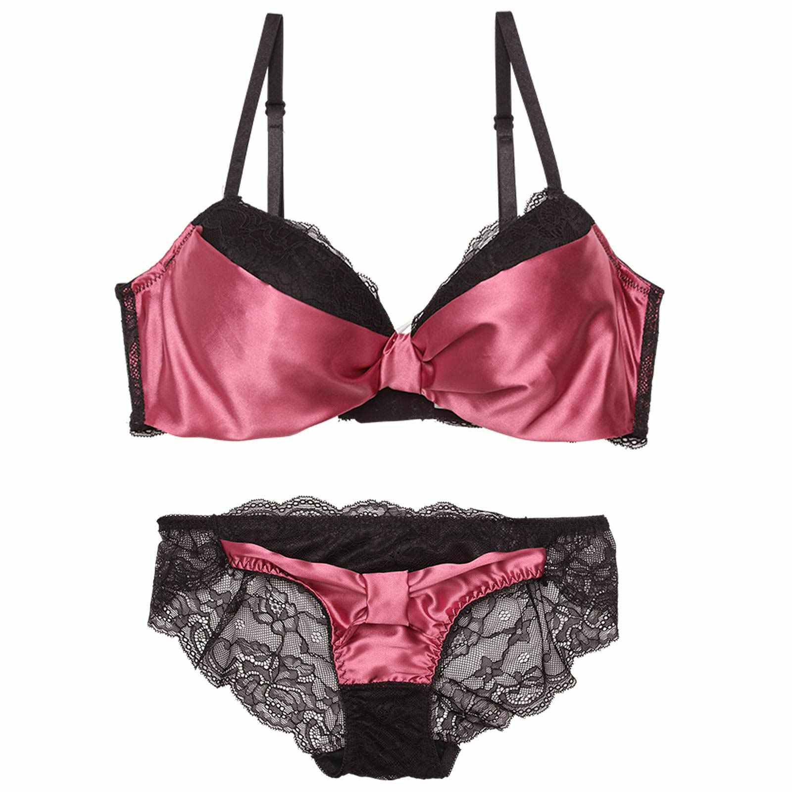 【三上悠亜着用】メルティーサテンリボン育乳脇高ブラジャー&バック透けフルバックショーツ