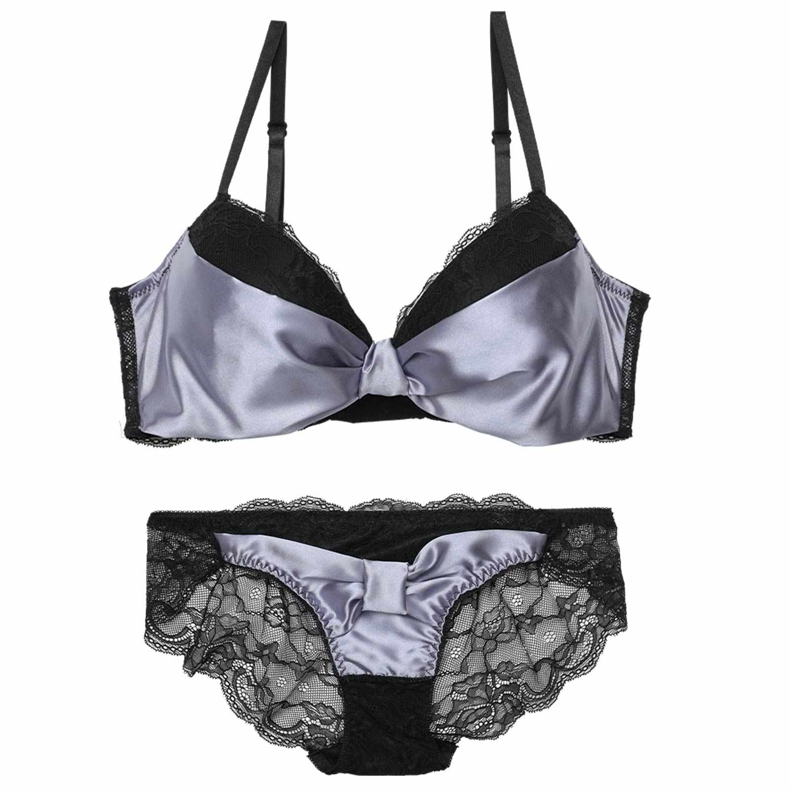 【三上悠亜着用】【EFサイズ】メルティーサテンリボン育乳脇高ブラジャー&バック透けフルバックショーツ