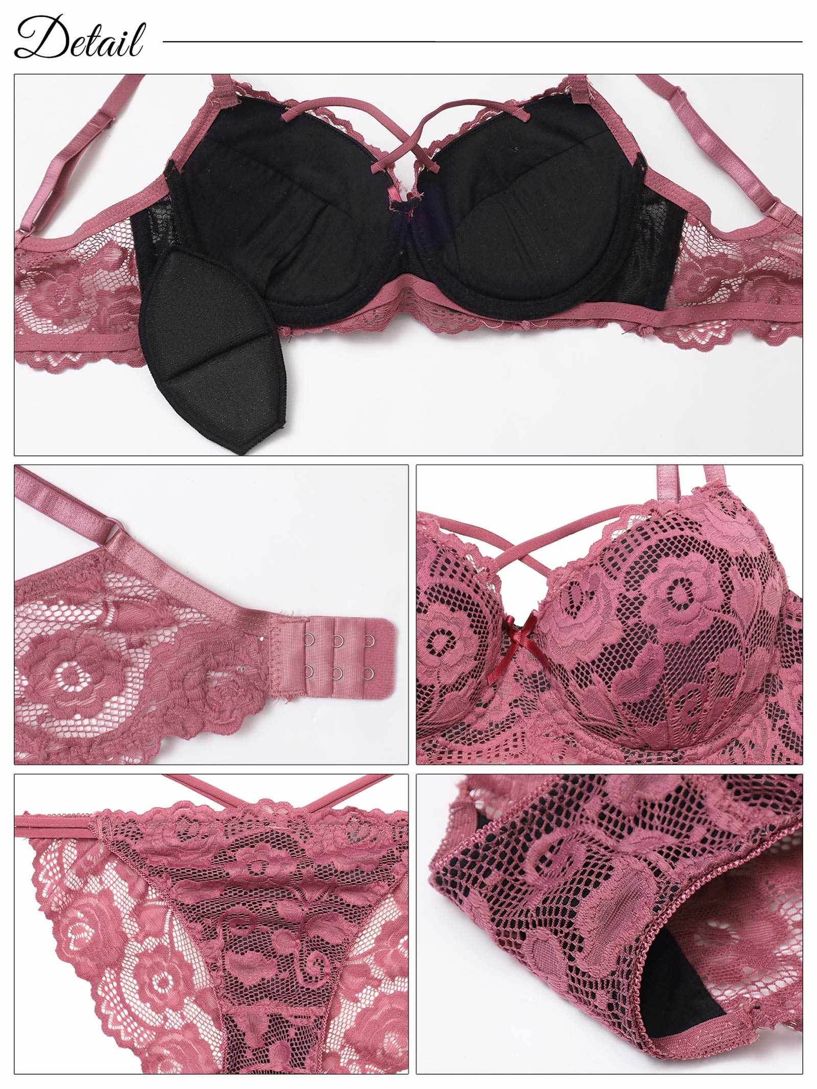 4/23新作!【三上悠亜着用】【EFサイズ】ローズレーシィストリング育乳脇高ブラジャー&バック透けフルバックショーツ