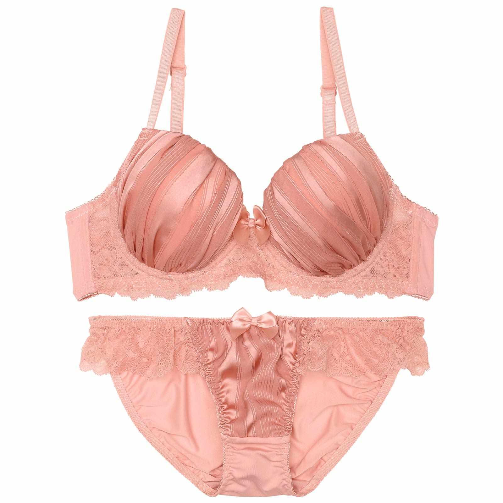 シャイニーストライプレースブラジャー&フルバックショーツ - 【公式】247Lingerie