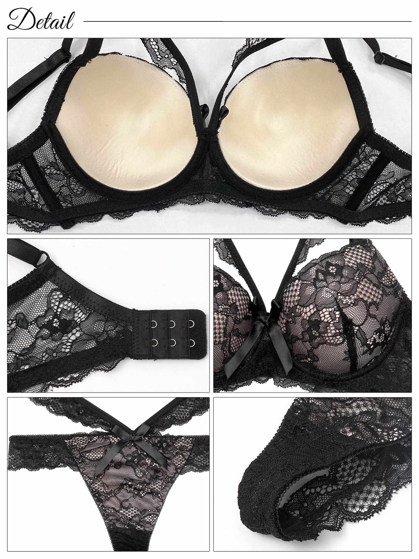 6/6新作!ラディアントコードレース育乳脇高ブラジャー&バック透けTバックショーツ