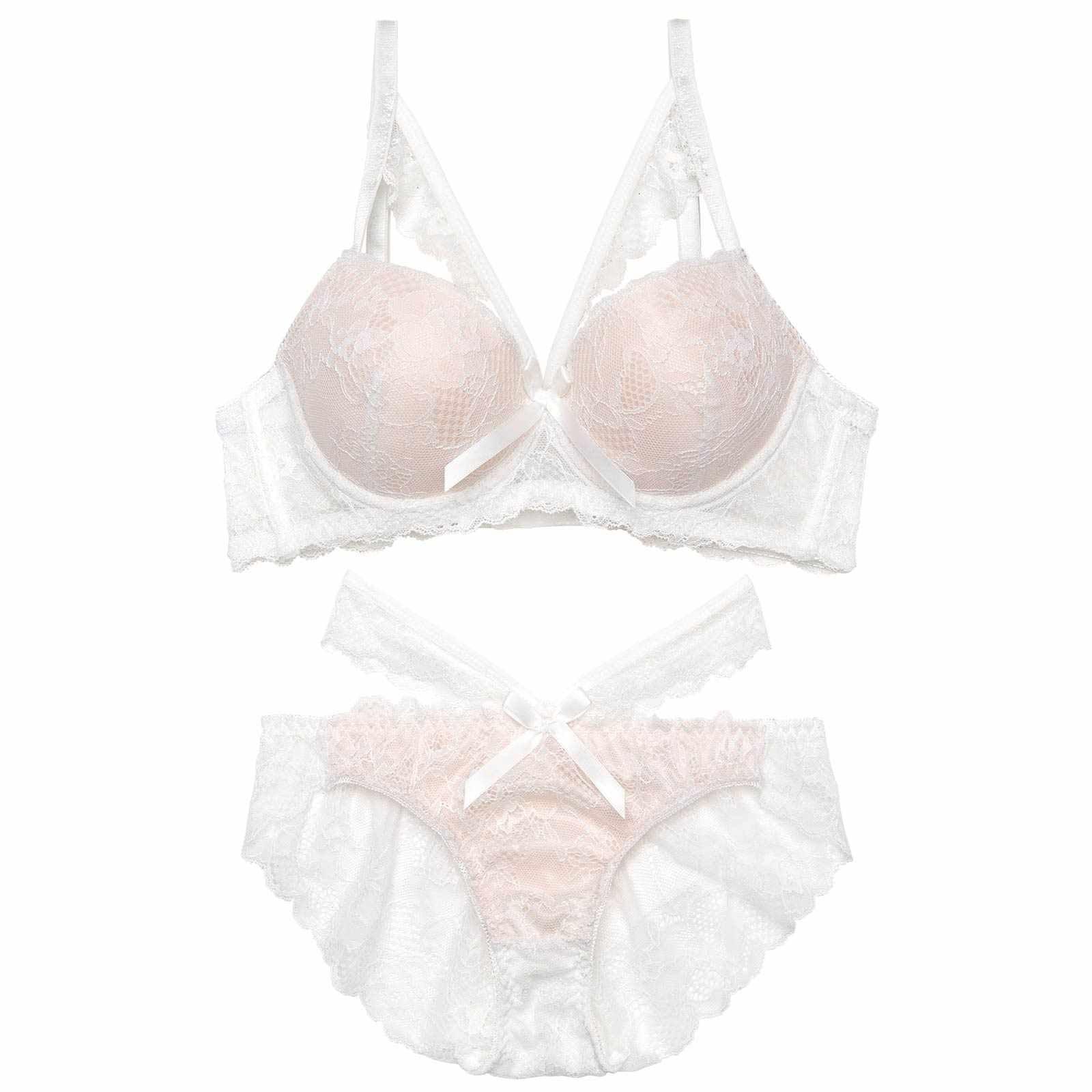 【EFサイズ】ラディアントコードレース育乳脇高ブラジャー&バック透けフルバックショーツ - 【公式】247Lingerie