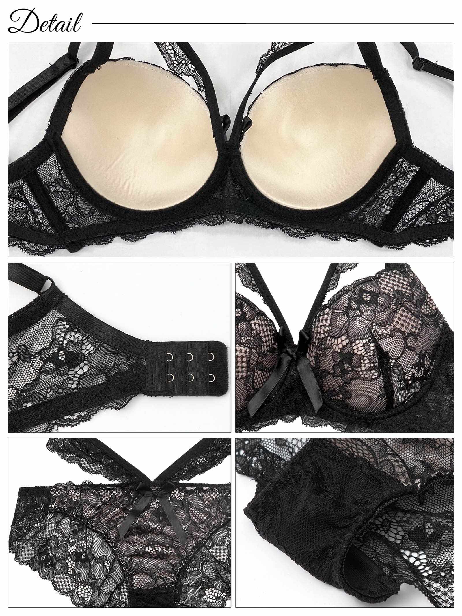 6/6新作!【EFサイズ】ラディアントコードレース育乳脇高ブラジャー&バック透けフルバックショーツ