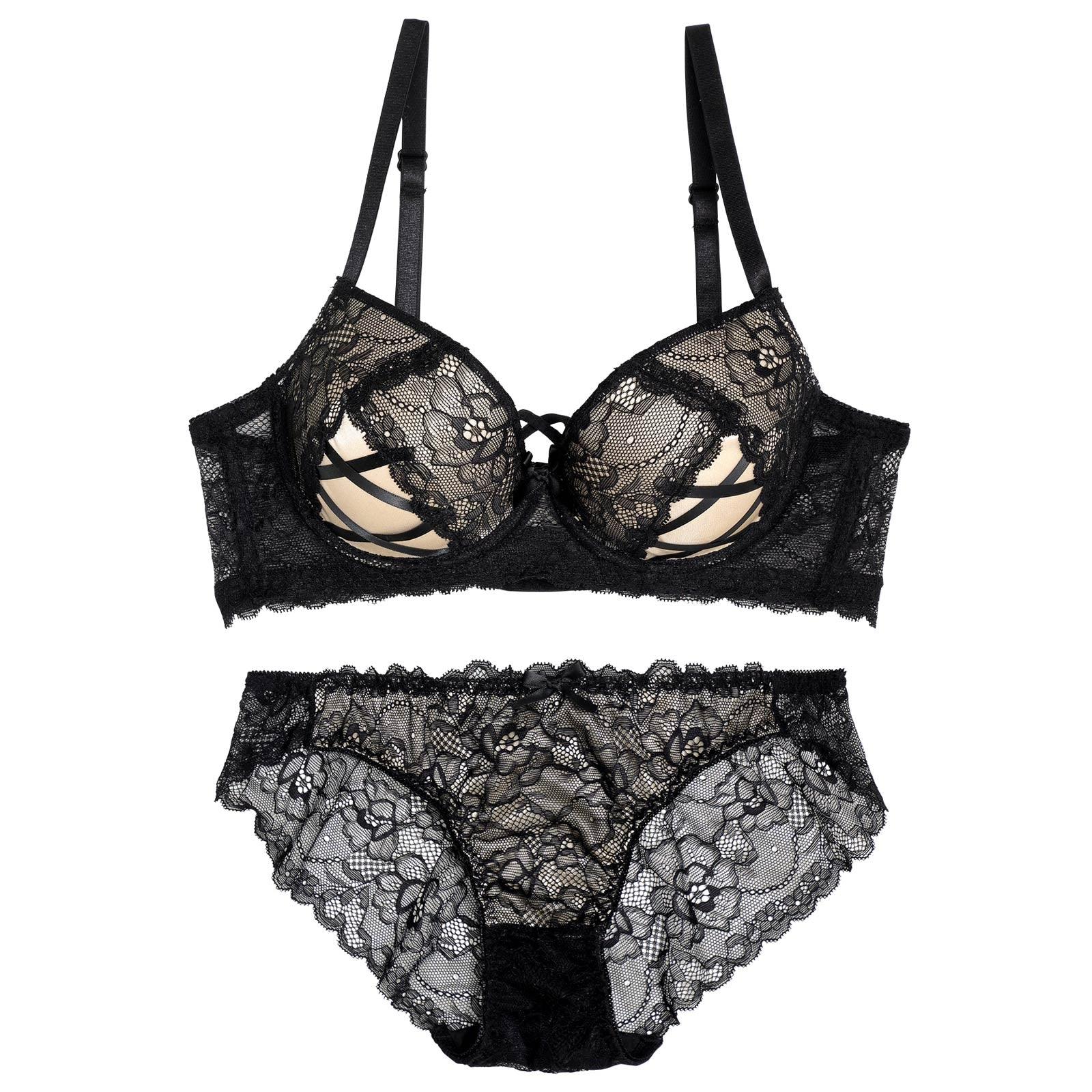 ビタースウィートレース育乳脇高ブラジャー&バック透けフルバックショーツ - 【公式】247Lingerie