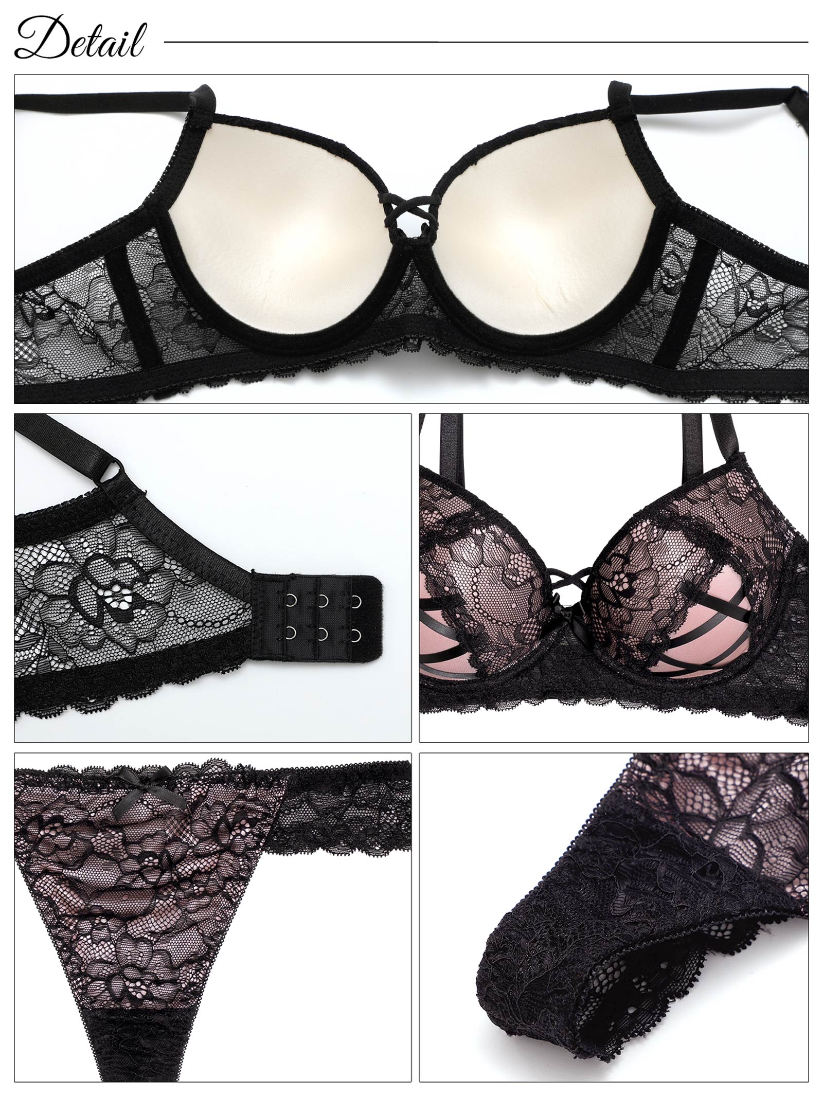 6/9新作!ビタースウィートレース育乳脇高ブラジャー&バック透けTバックショーツ