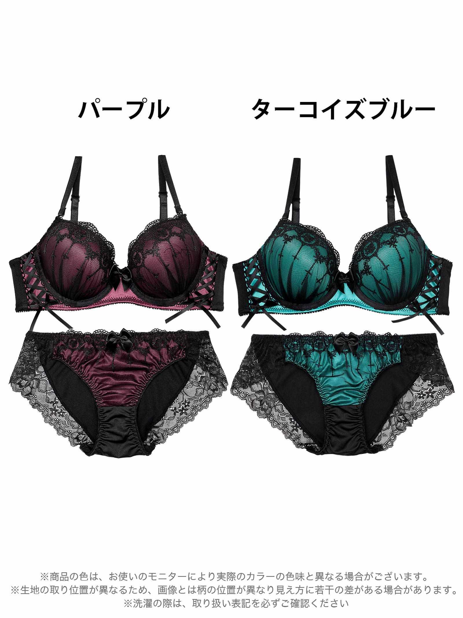 【EFサイズ】ラビリンスシアーレースアップブラジャー&フルバックショーツ - 【公式】247Lingerie