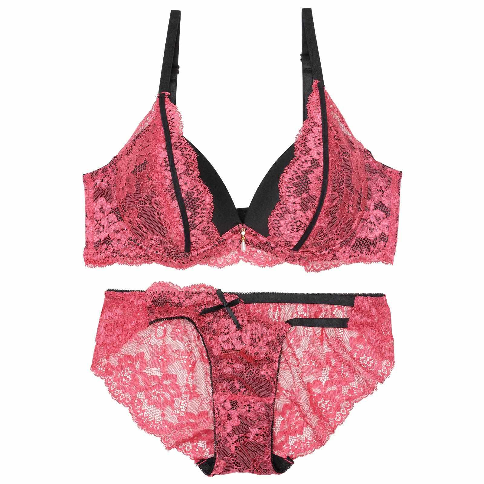 ディープグラマラスレーシィ育乳脇高ブラジャー&バック透けフルバックショーツ - 【公式】247Lingerie