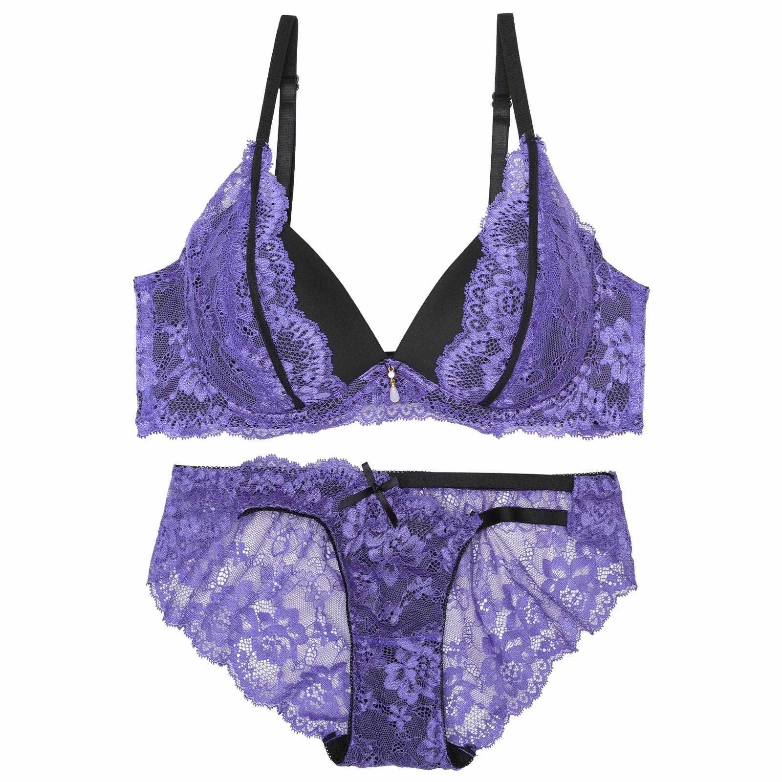 ディープグラマラスレーシィ育乳脇高ブラジャー&バック透けフルバックショーツ