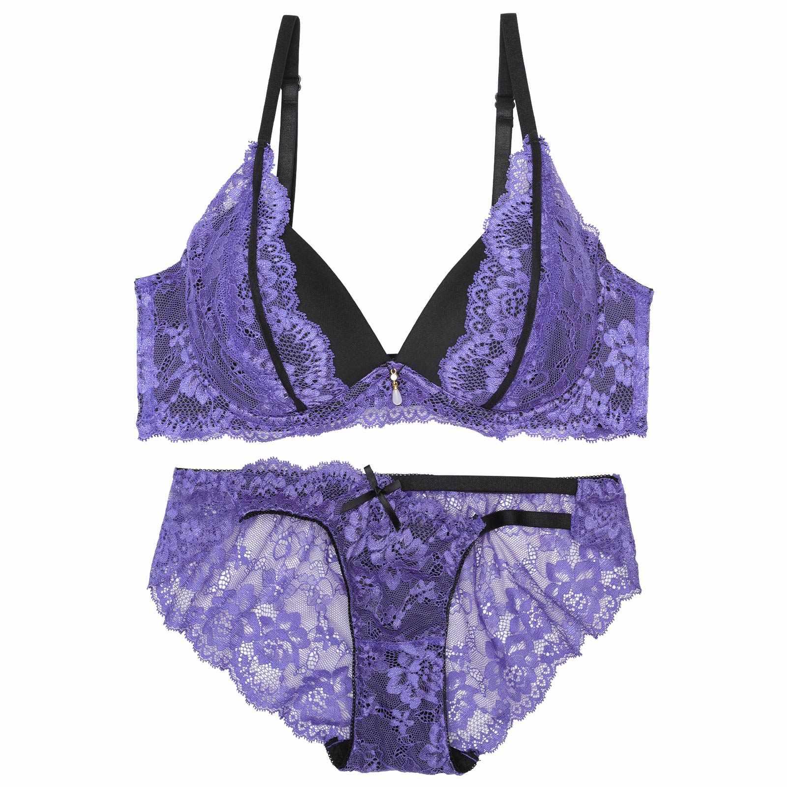 ディープグラマラスレーシィ育乳脇高ブラジャー&バック透けフルバックショーツ - 【公式】247Lingerie