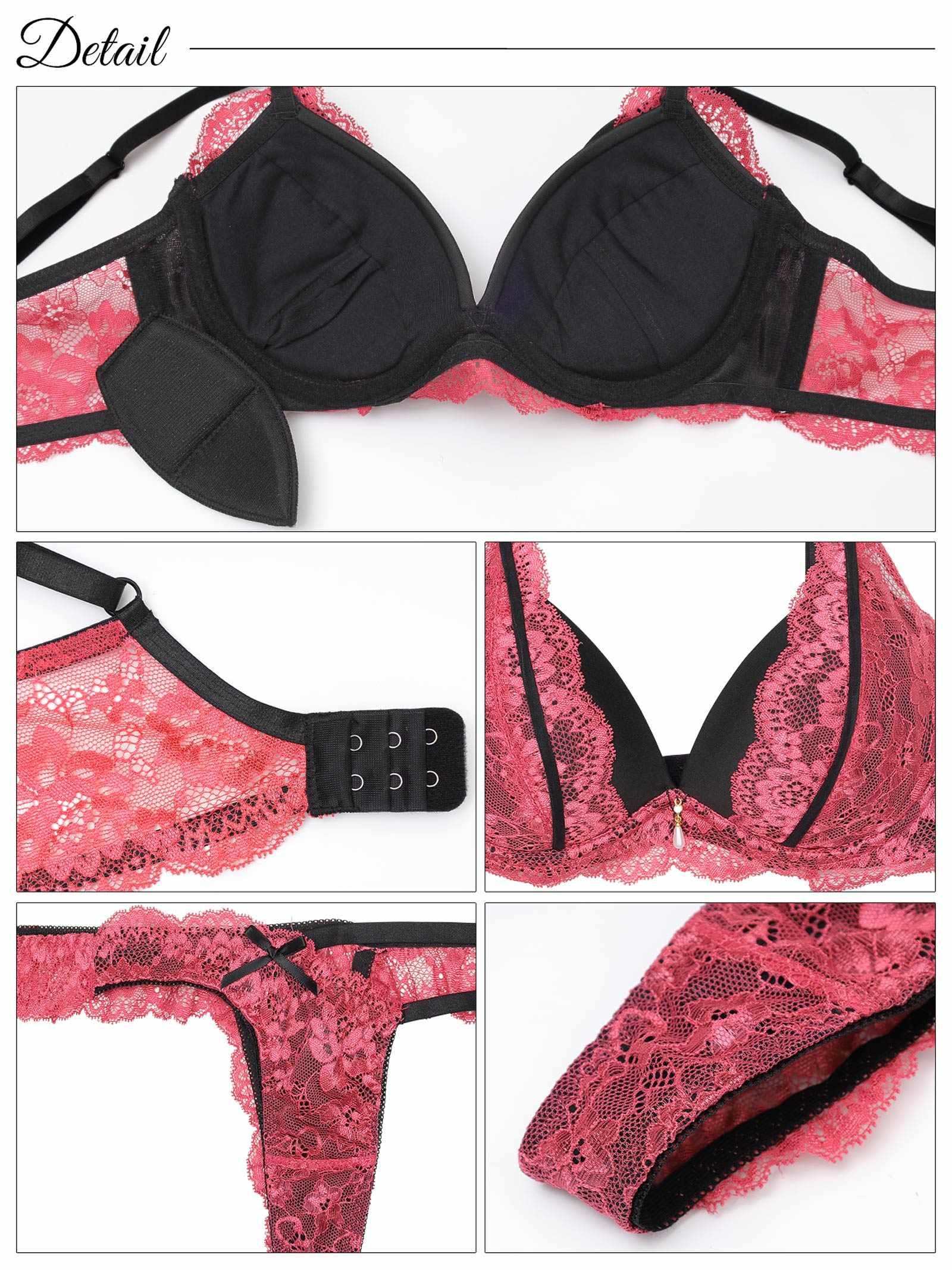 【EFサイズ】ディープグラマラスレーシィ育乳脇高ブラジャー&バック透けTバックショーツ - 【公式】247Lingerie