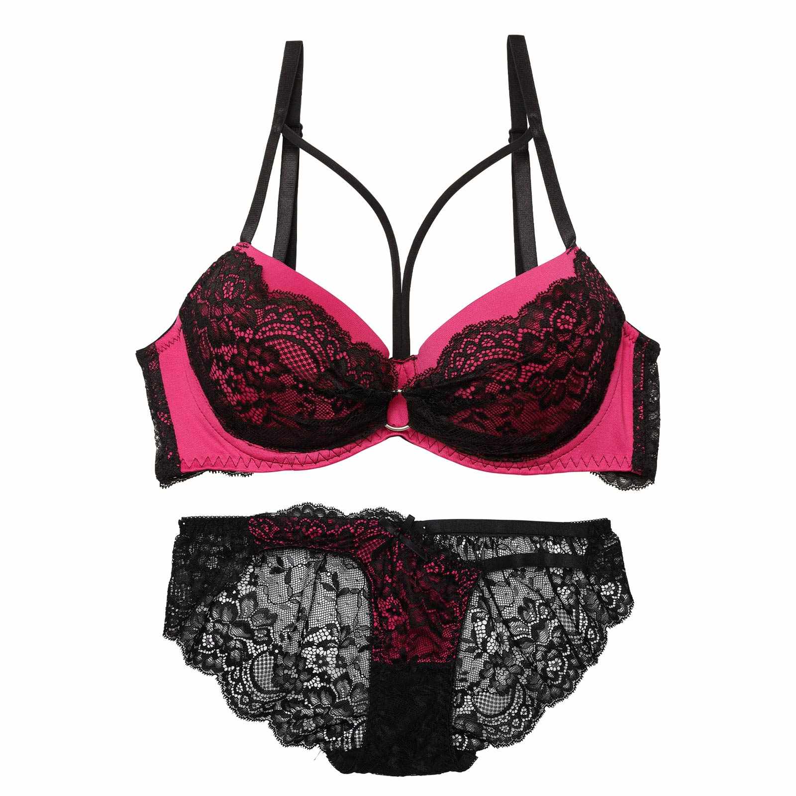 【EFサイズ】センシュアルネオンリングコードブラジャー&バック透けフルバックショーツ