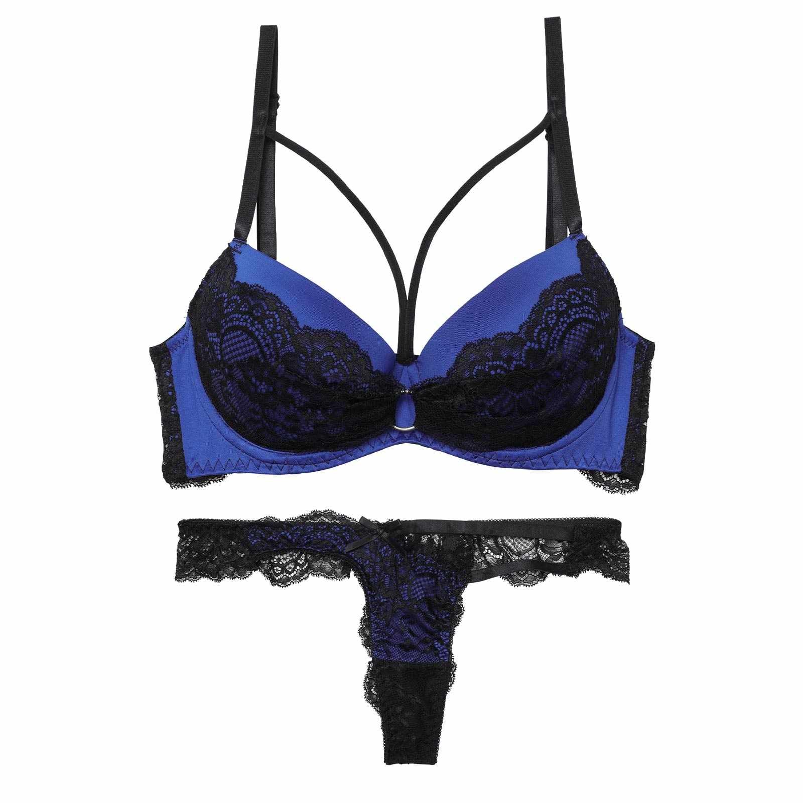 【EFサイズ】センシュアルネオンリングコードブラジャー&バック透けTバックショーツ