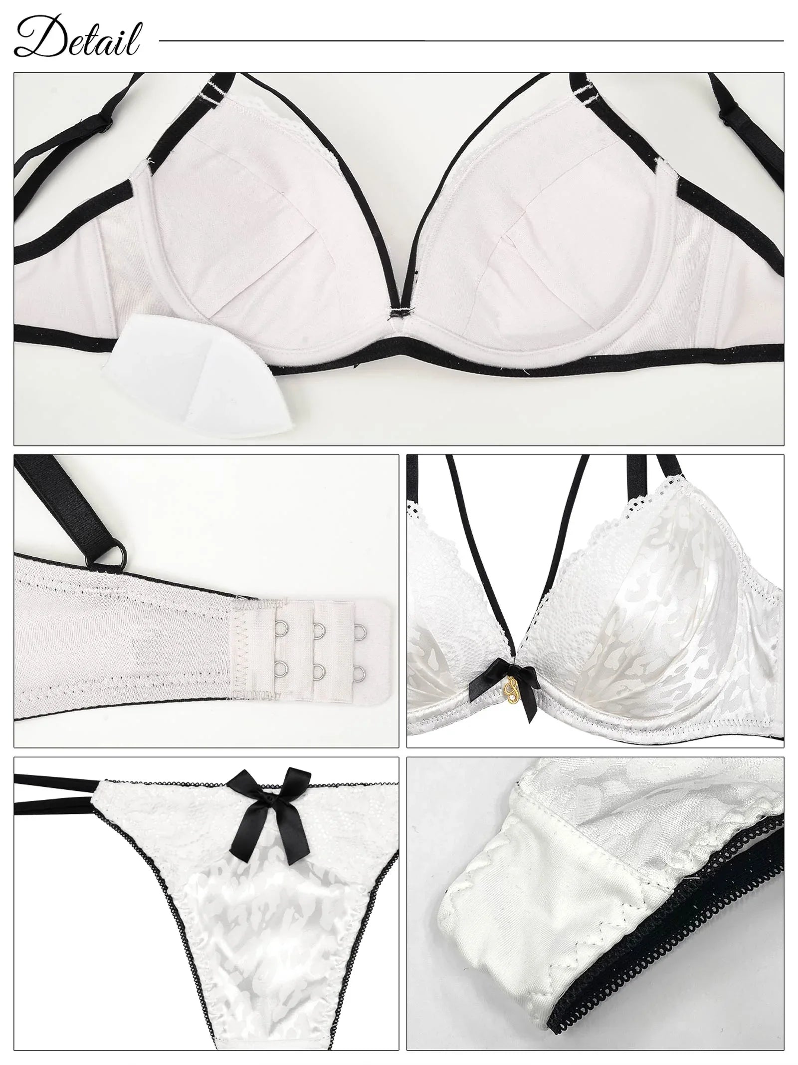 6/19再販!【三上悠亜着用】モノトーンレオパード柄ストラッピーブラジャー&Tバックショーツ