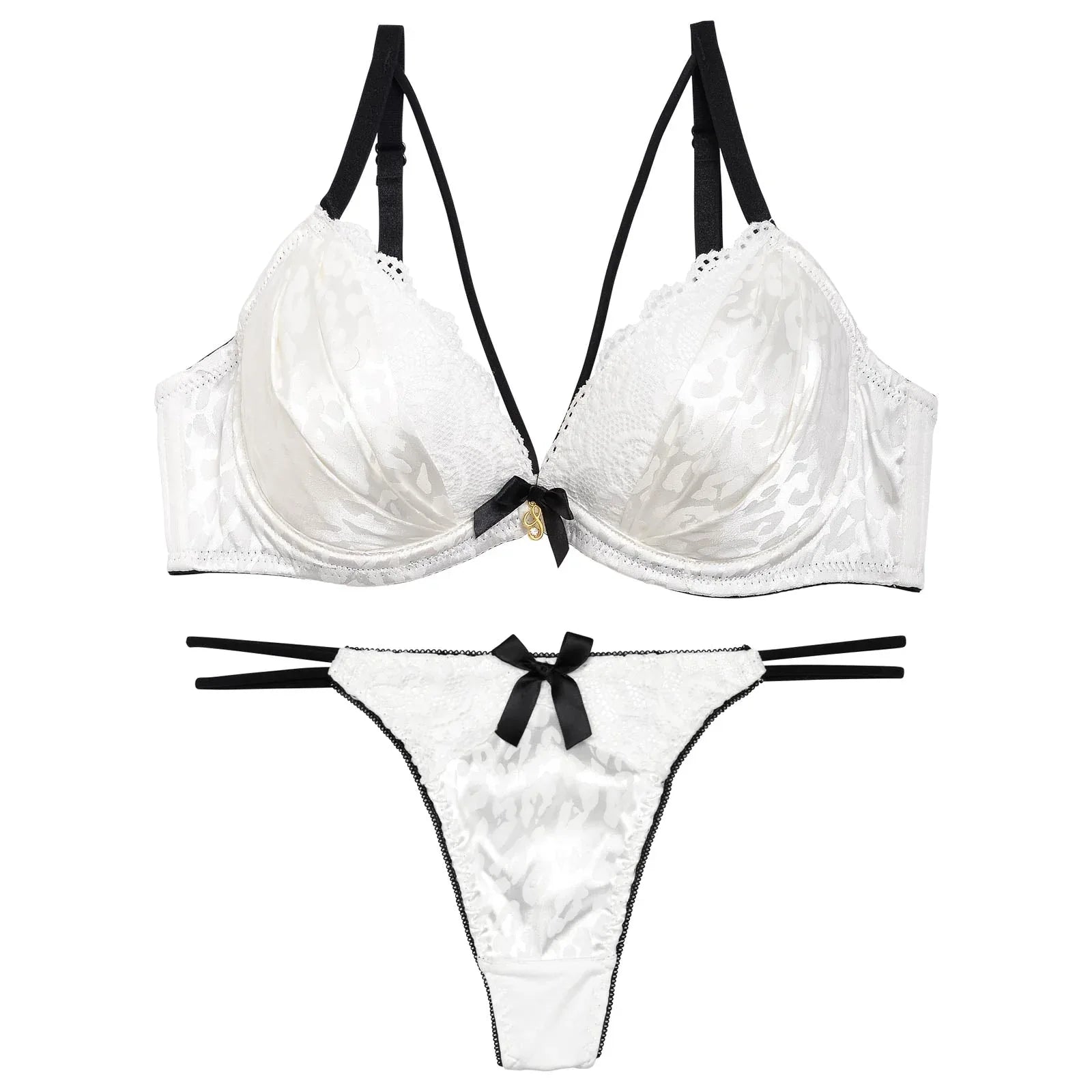 【三上悠亜着用】モノトーンレオパード柄ストラッピーブラジャー&Tバックショーツ