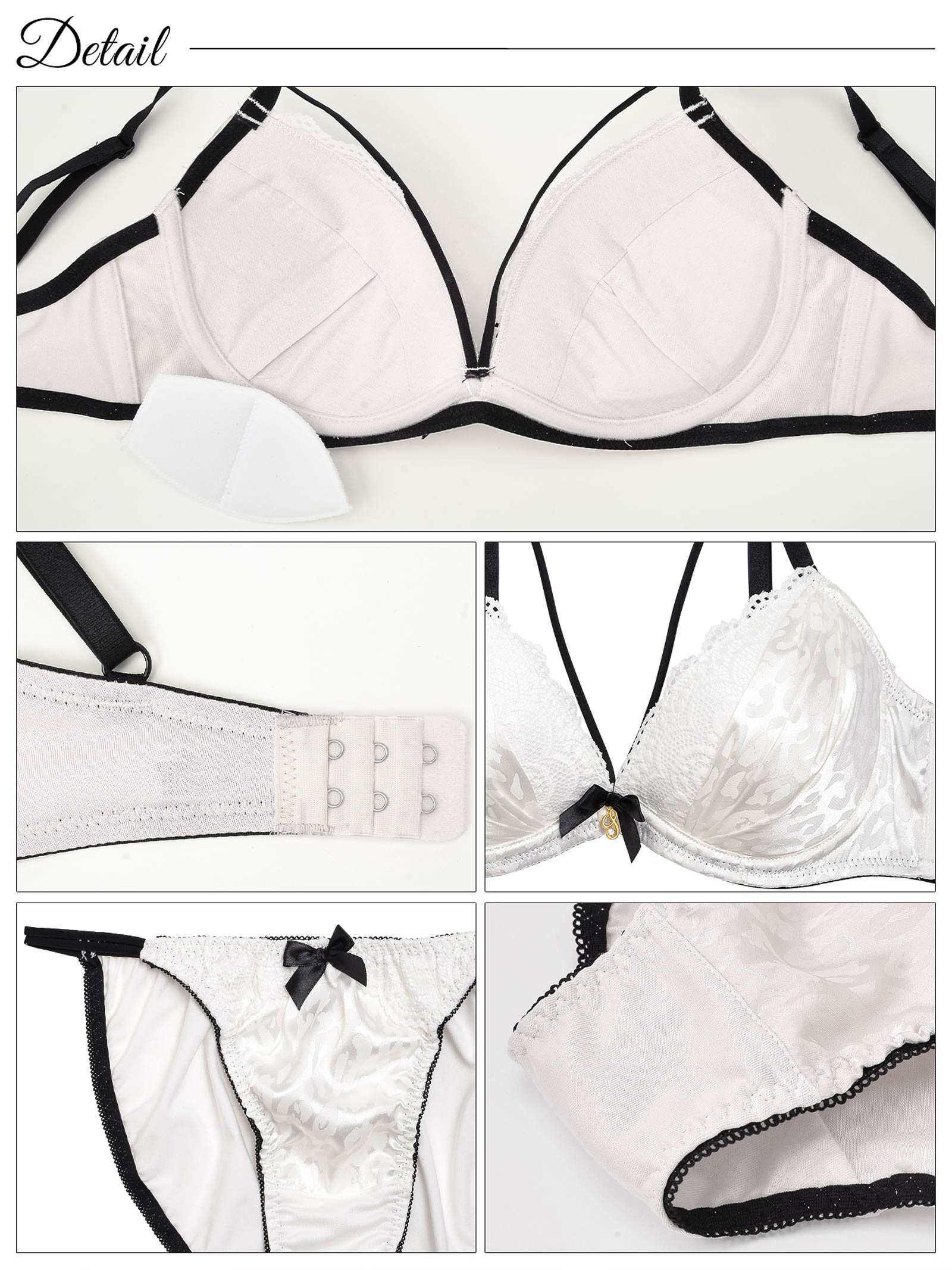 6/19再販!【三上悠亜着用】【EFサイズ】モノトーンレオパード柄ストラッピーブラジャー&フルバックショーツ