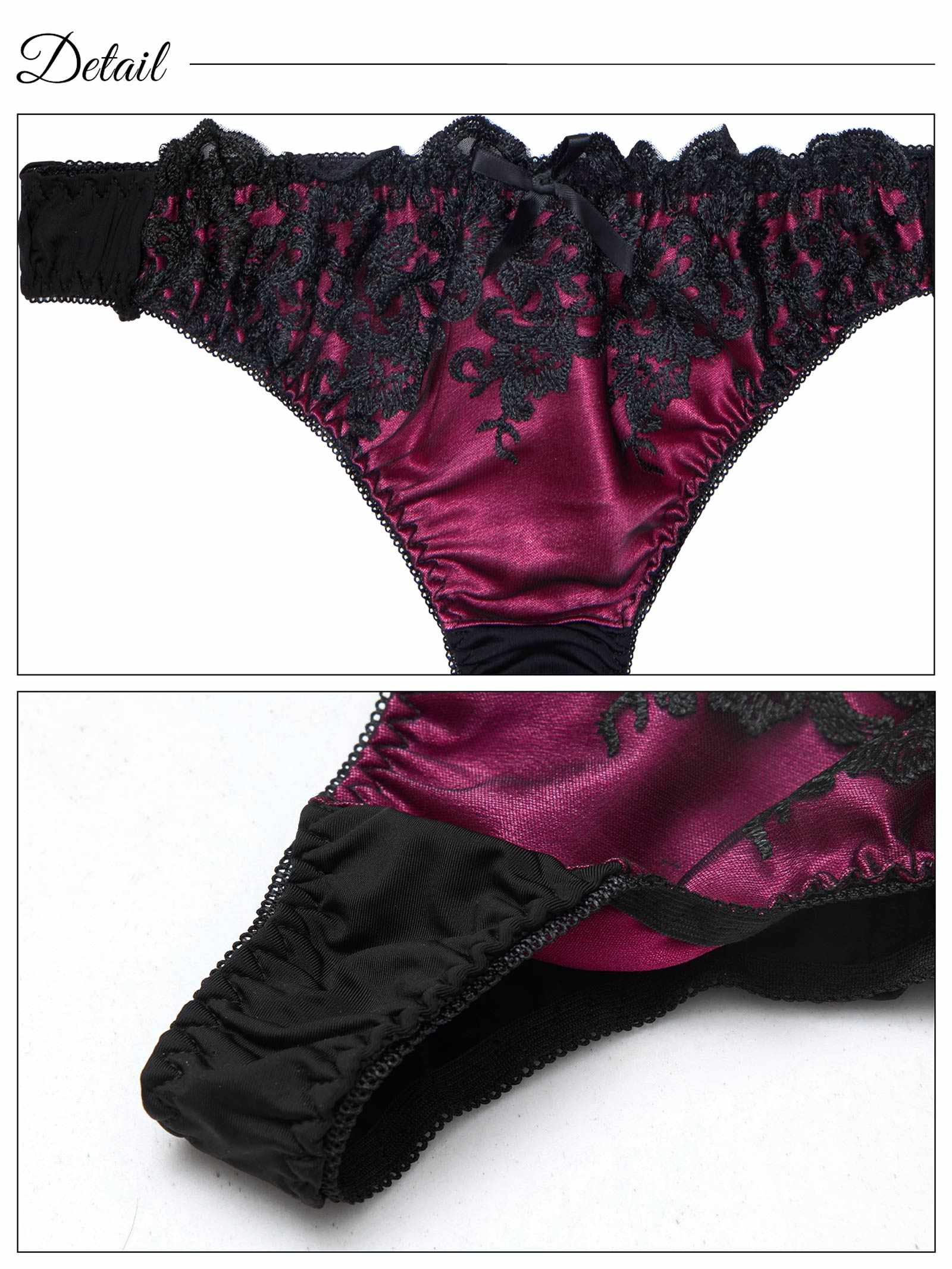 6/13新作!ダマスクサテンレース育乳脇高ブラジャー&フルバックショーツ