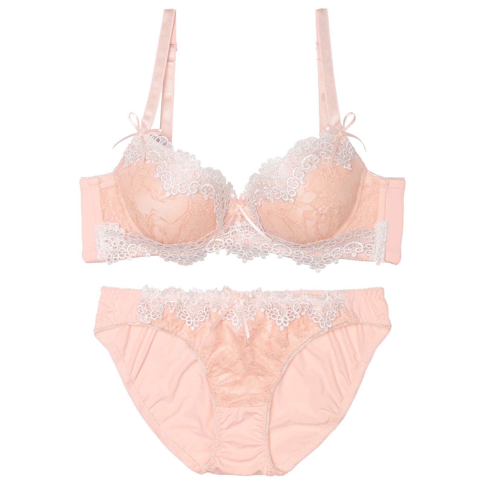 【ノンワイヤー】ラブリーケミカルレース育乳脇高ブラジャー&フルバックショーツ