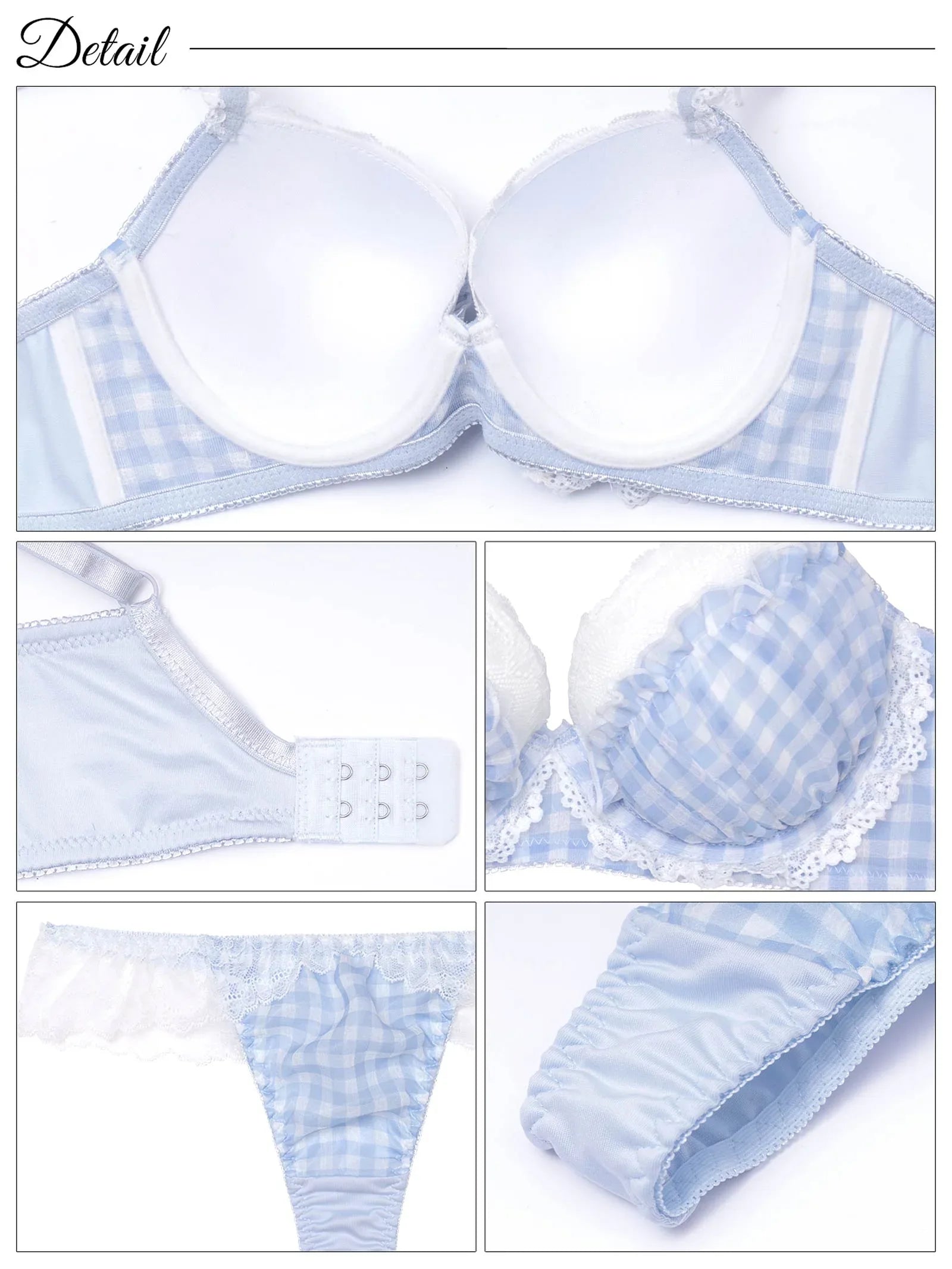 7/18新作!【かとゆり着用】ファンシーギンガムシアーフリル育乳脇高ブラジャー&Tバックショーツ