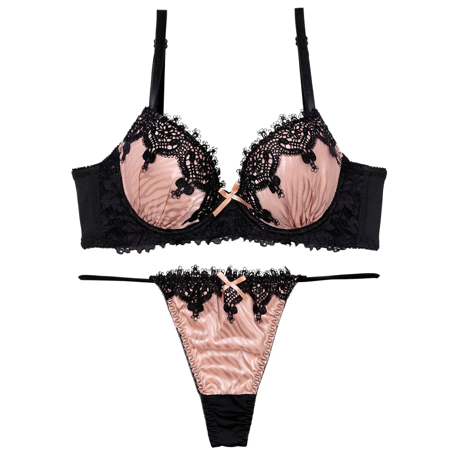 【EFサイズ】ゴシックケミカルレース育乳脇高ブラジャー&Tバックショーツ