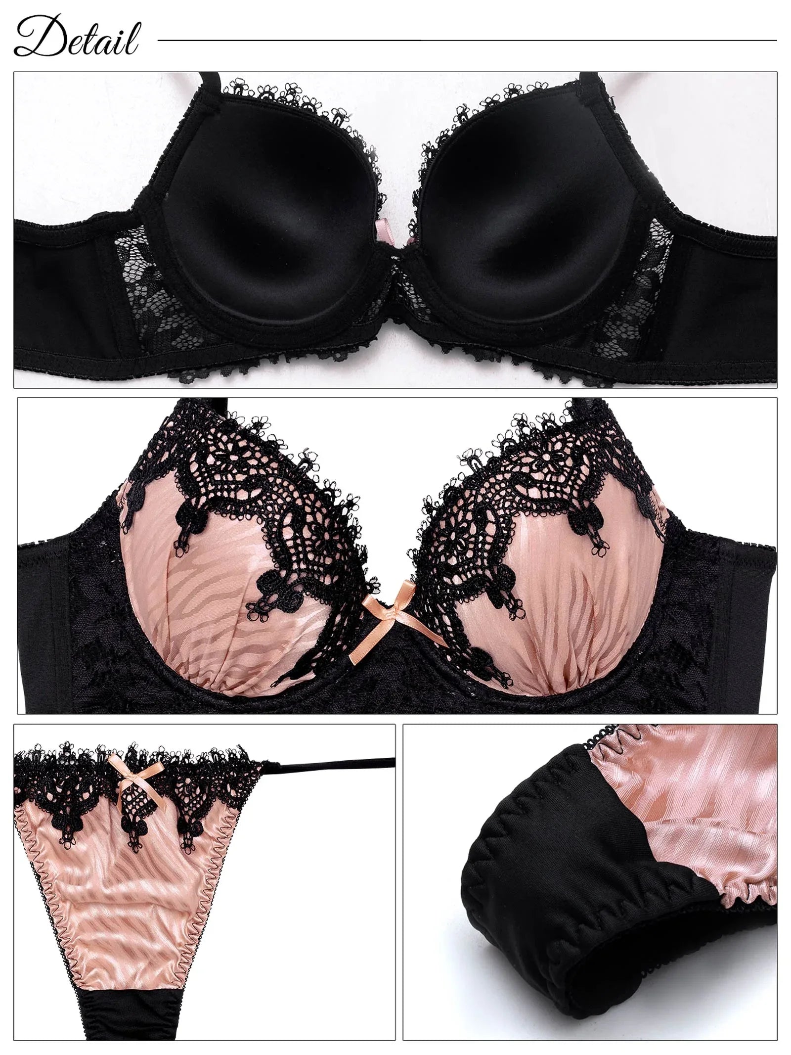 7/18新作!【EFサイズ】ゴシックケミカルレース育乳脇高ブラジャー&Tバックショーツ