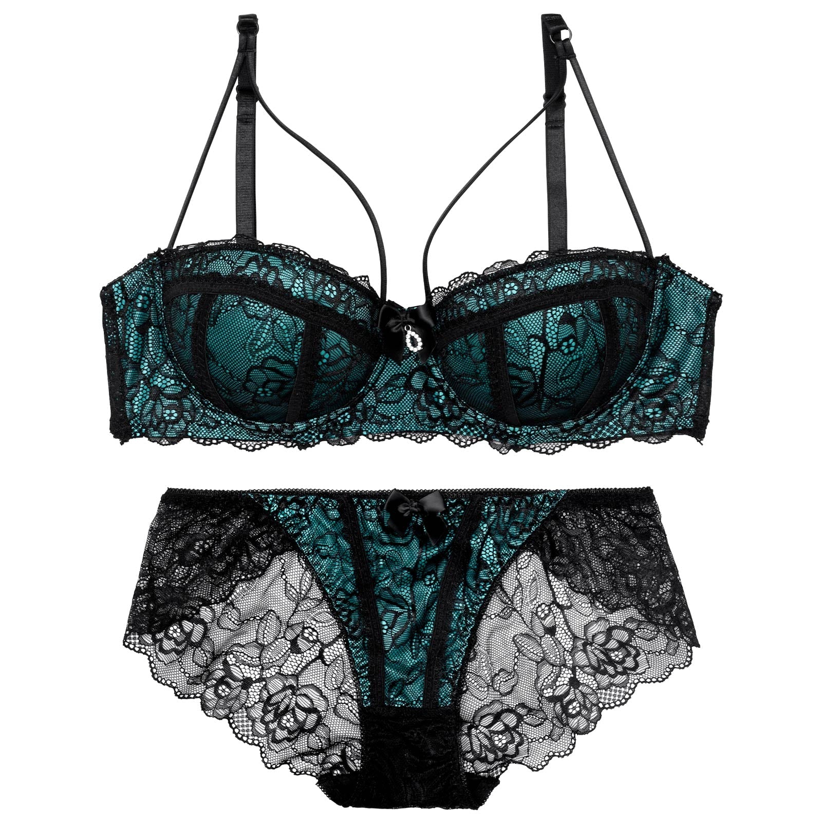 マジェスティックシアーレーシィブラジャー&バック透けフルバックショーツ