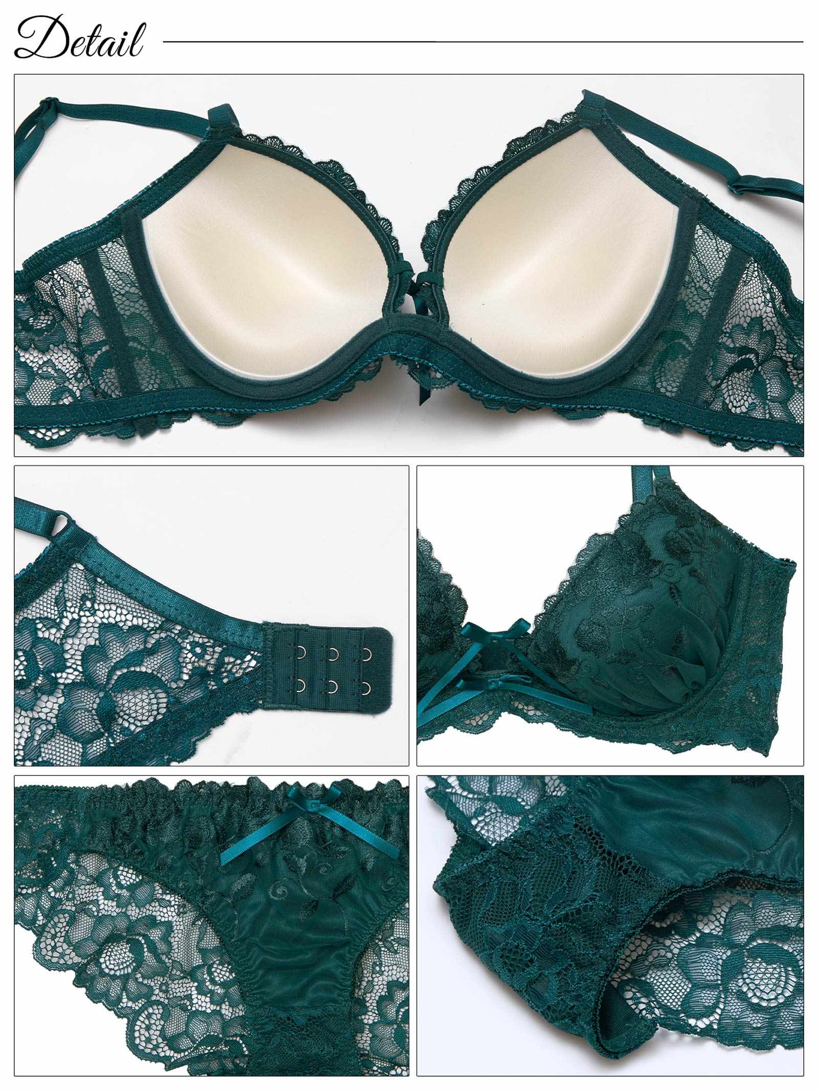 6/25新作!【三上悠亜着用】【EFサイズ】ブロッサムコードリボン育乳脇高ブラジャー&バック透けフルバックショーツ