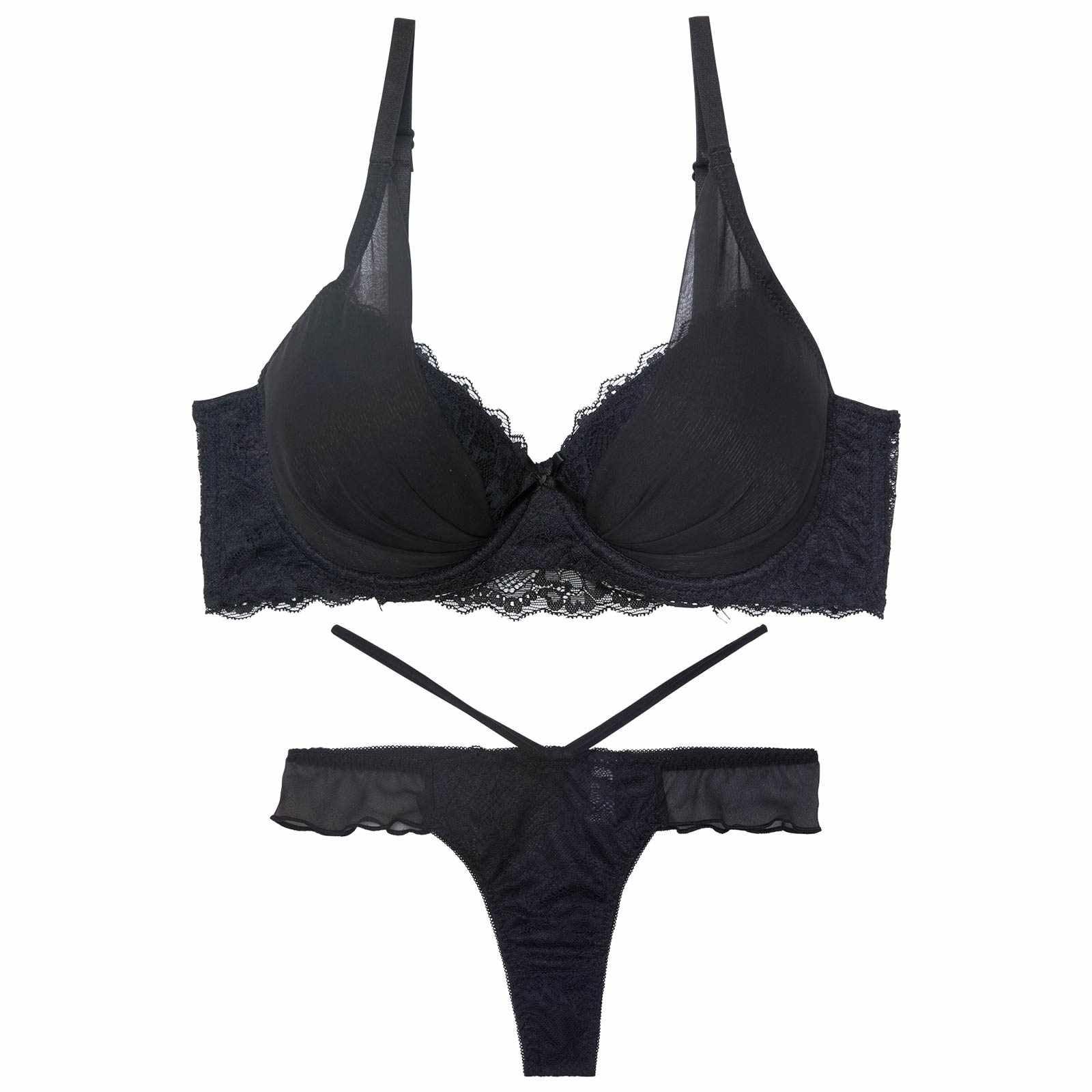 【三上悠亜着用】【EFサイズ】ラグジュアリーチュールカップ育乳脇高ブラジャー&バック透けTバックショーツ