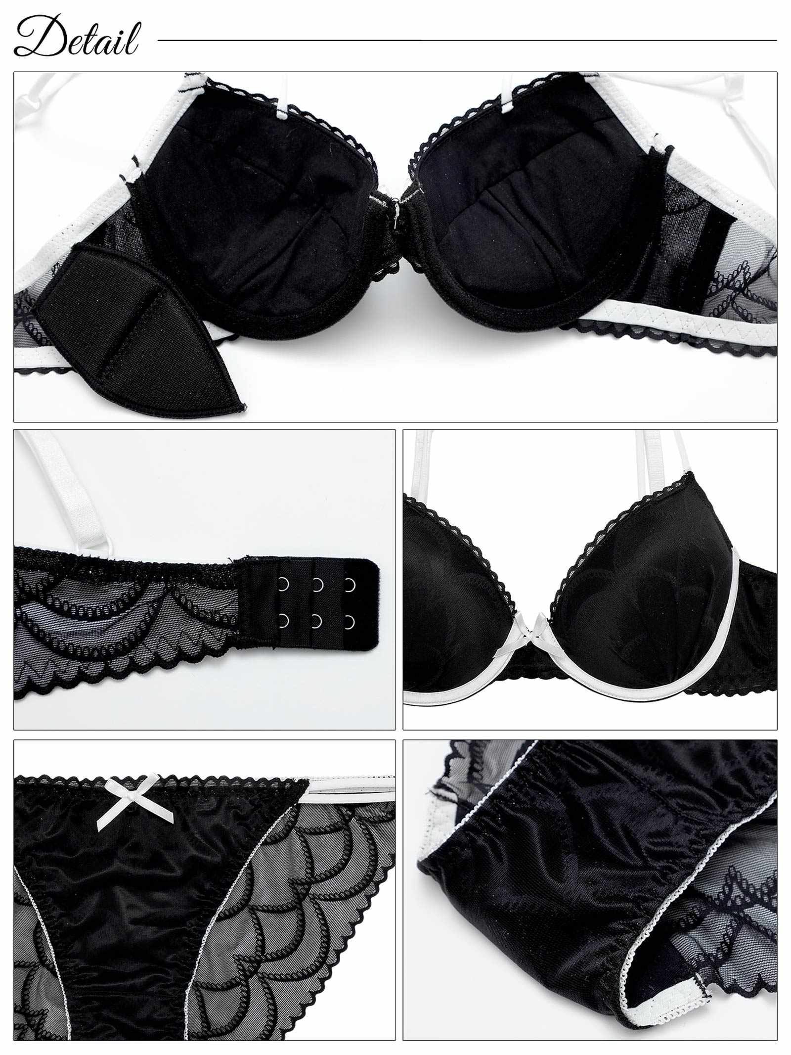 6/23新作!バイカラーシアースカラップブラジャー&バック透けフルバックショーツ