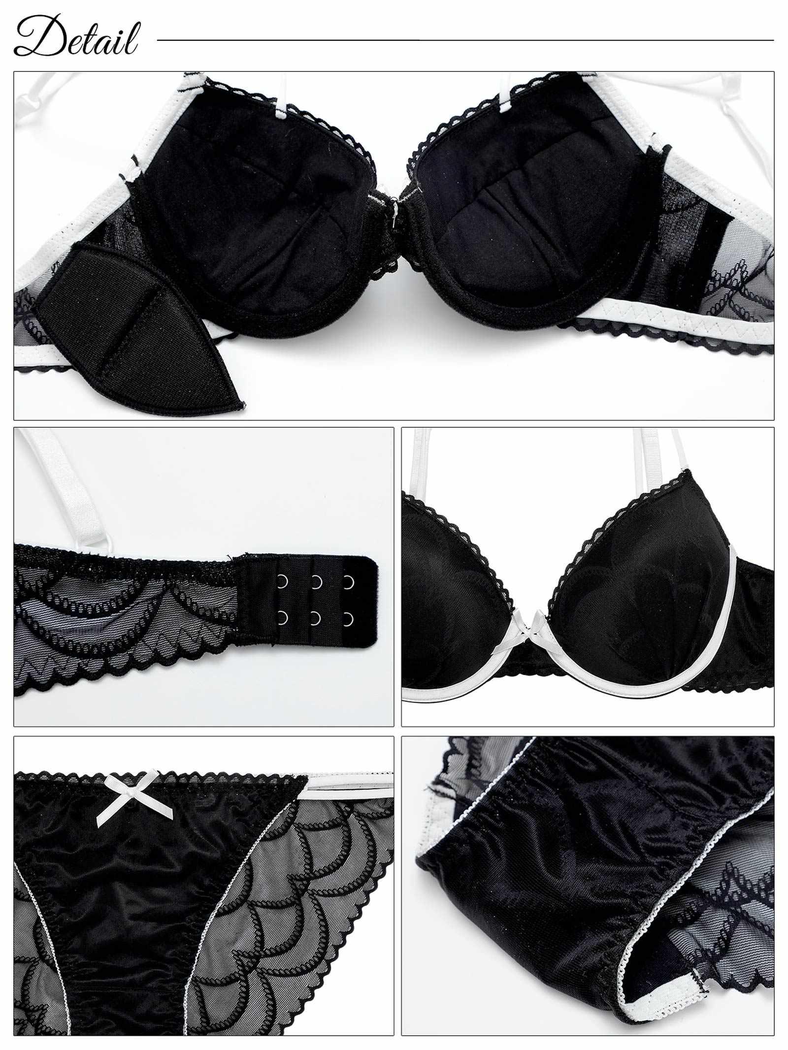 6/23新作!バイカラーシアースカラップブラジャー&バック透けフルバックショーツ