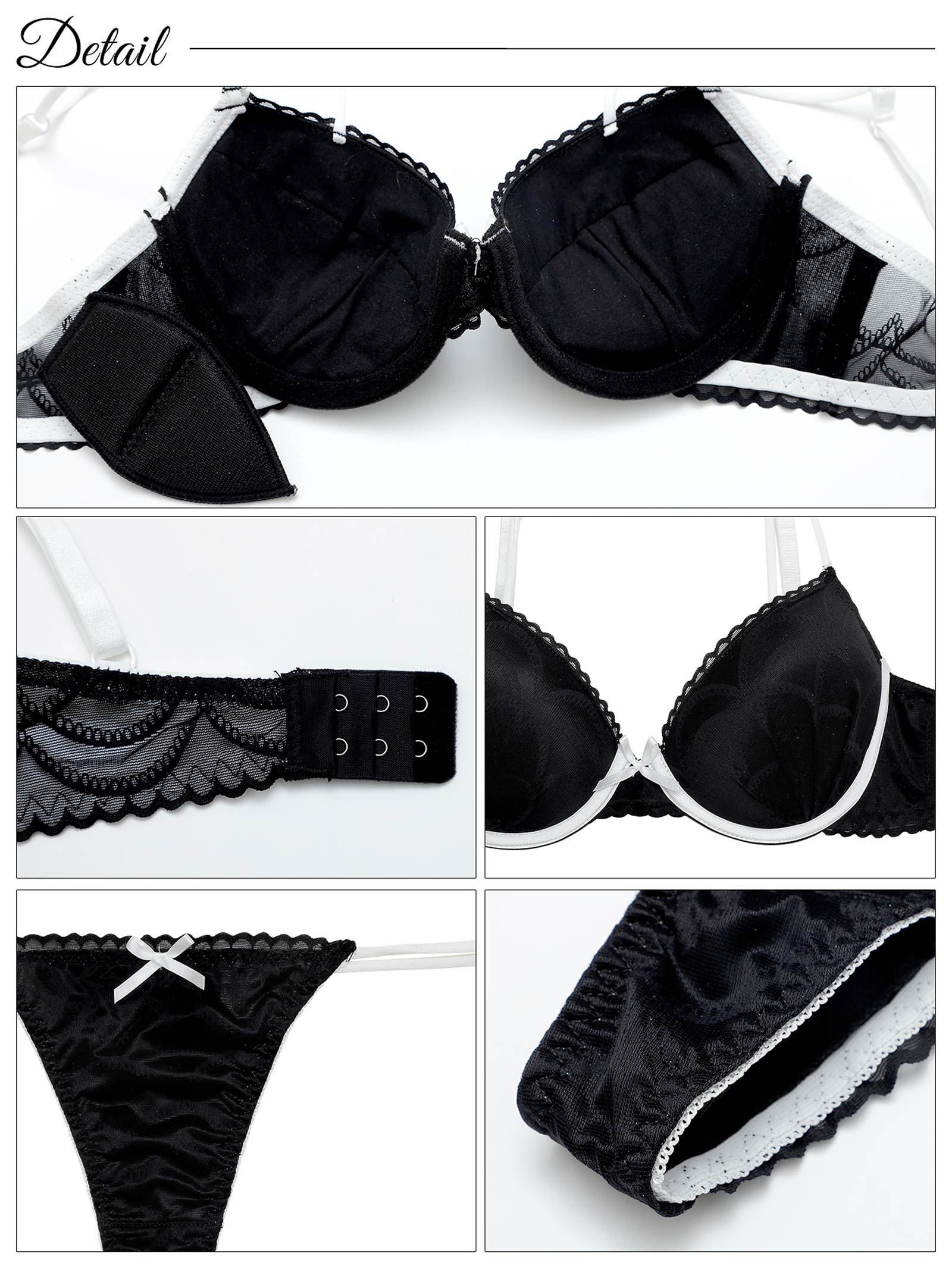 7/7新作!【EFサイズ】バイカラーシアースカラップブラジャー&バック透けTバックショーツ