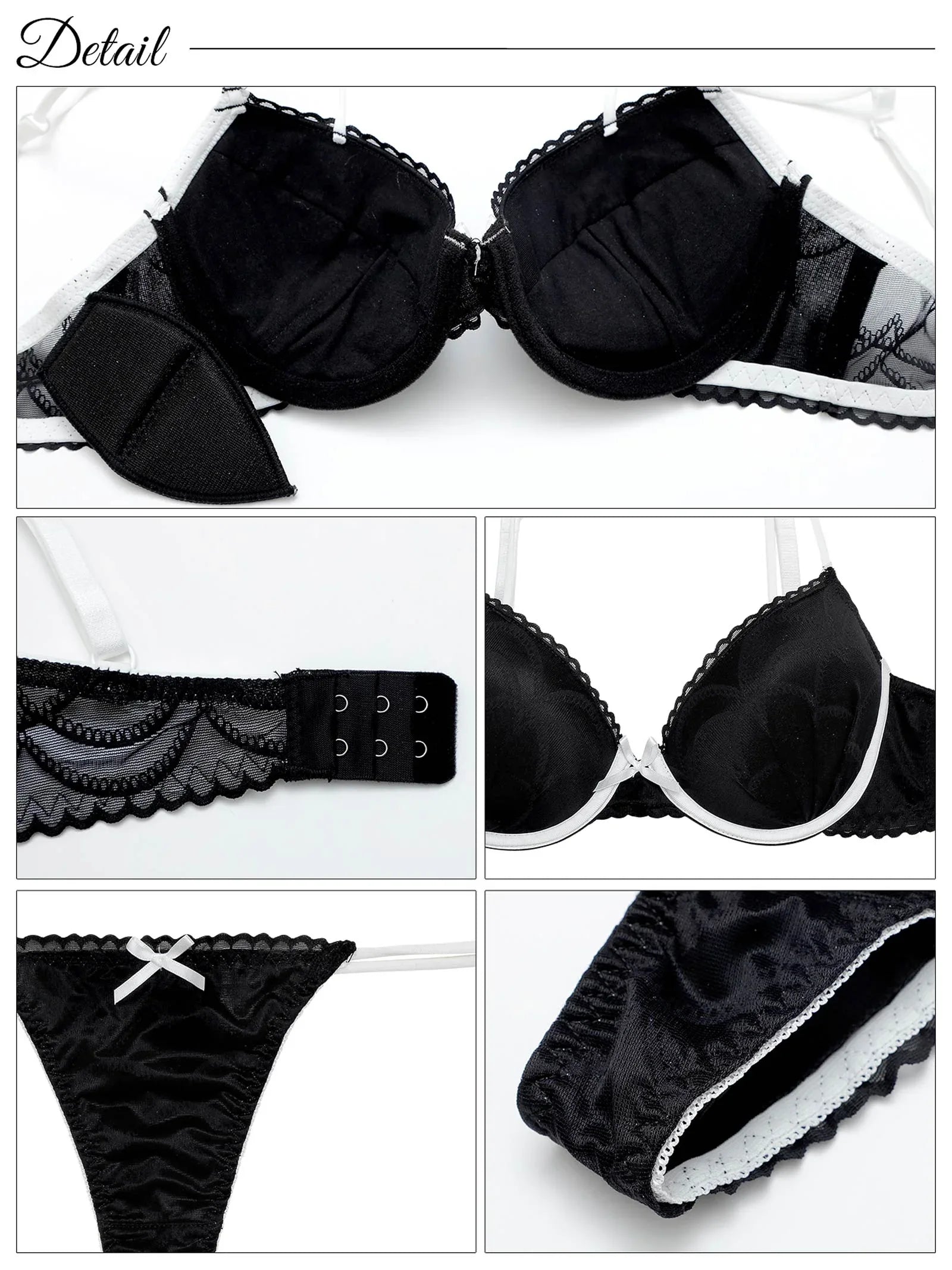 7/7新作!【EFサイズ】バイカラーシアースカラップブラジャー&バック透けTバックショーツ