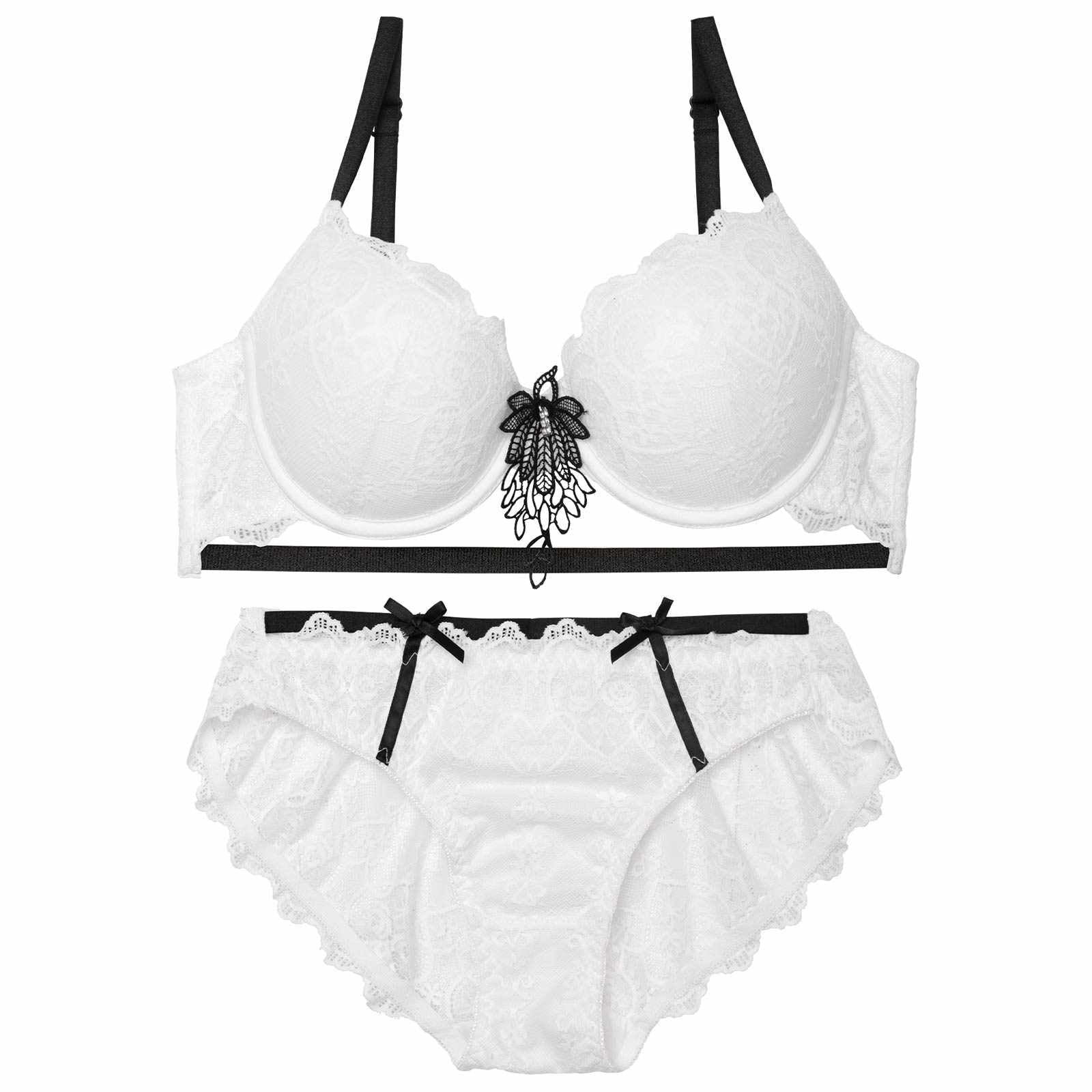 【EFサイズ】ヴィーナスシルエットレースブラジャー&バック透けフルバックショーツ