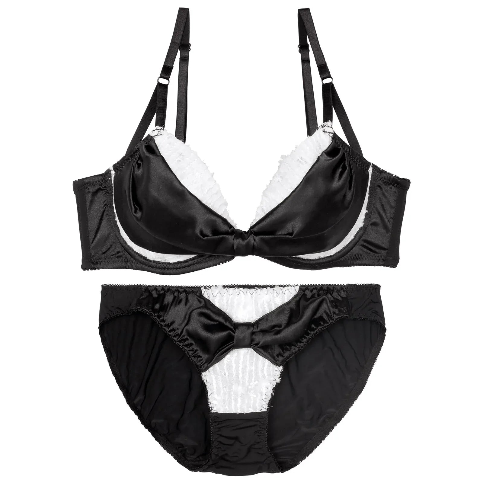 【かとゆり着用】プリティーグロスリボン育乳脇高ブラジャー&フルバックショーツ