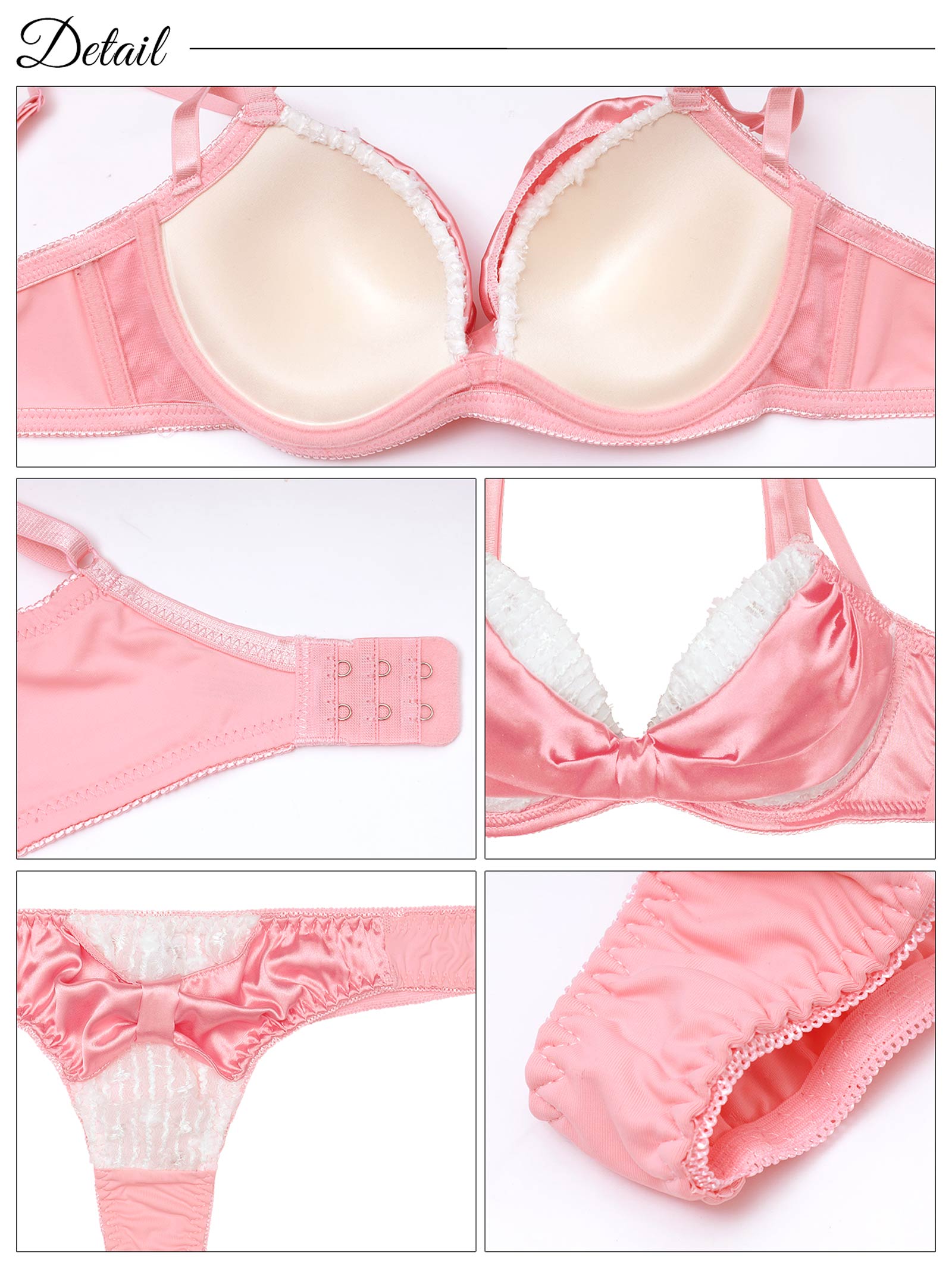 8/13新作!【かとゆり着用】【EFサイズ】プリティーグロスリボン育乳脇高ブラジャー&Tバックショーツ