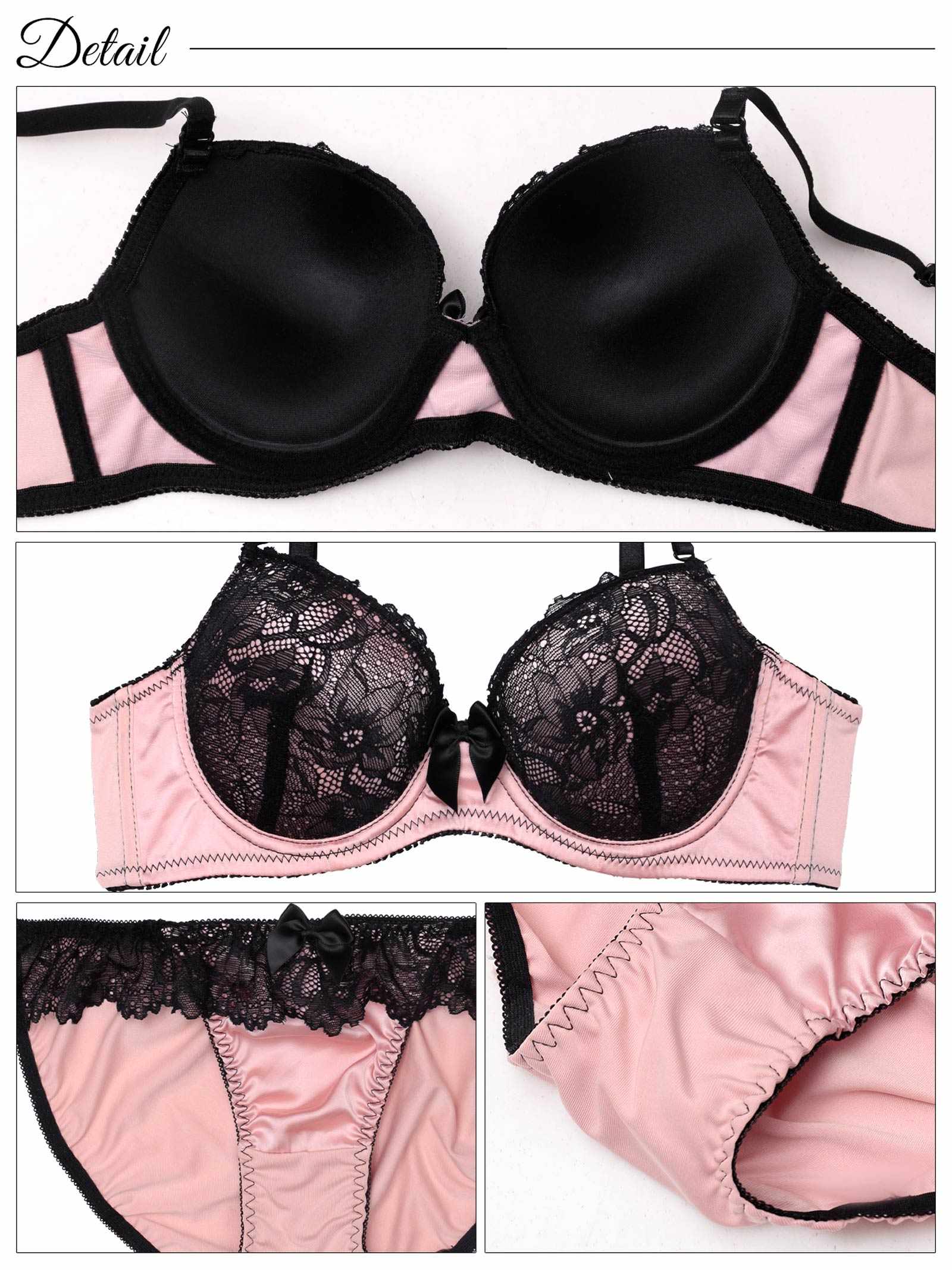 9/15新作!【EFサイズ】ロマンティックビターレースブラジャー&フルバックショーツ