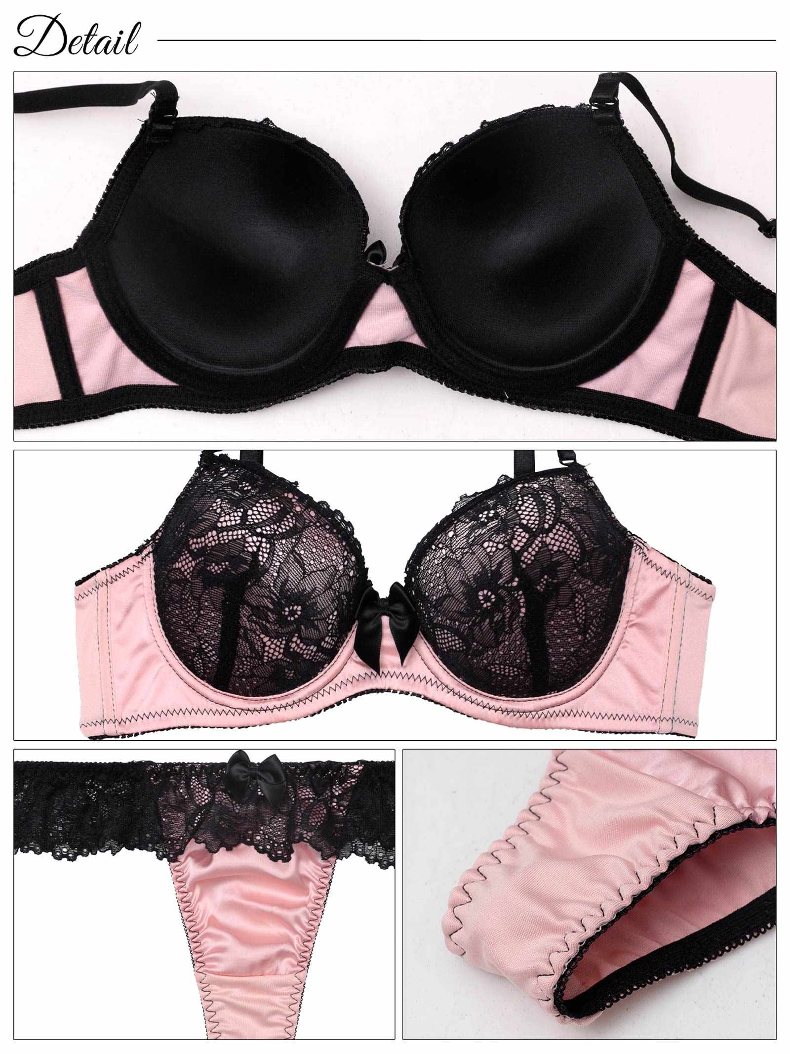 9/15新作!【EFサイズ】ロマンティックビターレースブラジャー&Tバックショーツ