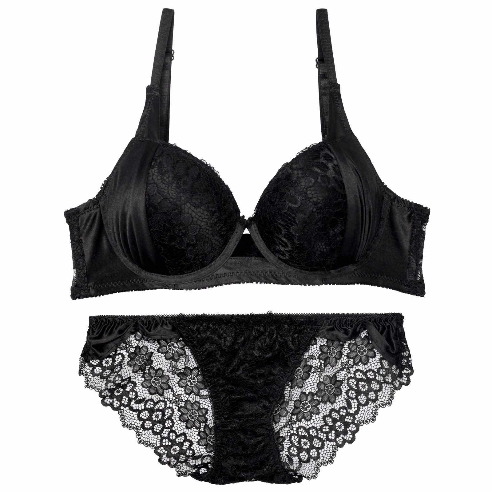 【三上悠亜着用】【EFサイズ】ノーブルレーシィホール育乳脇高ブラジャー&バック透けフルバックショーツ