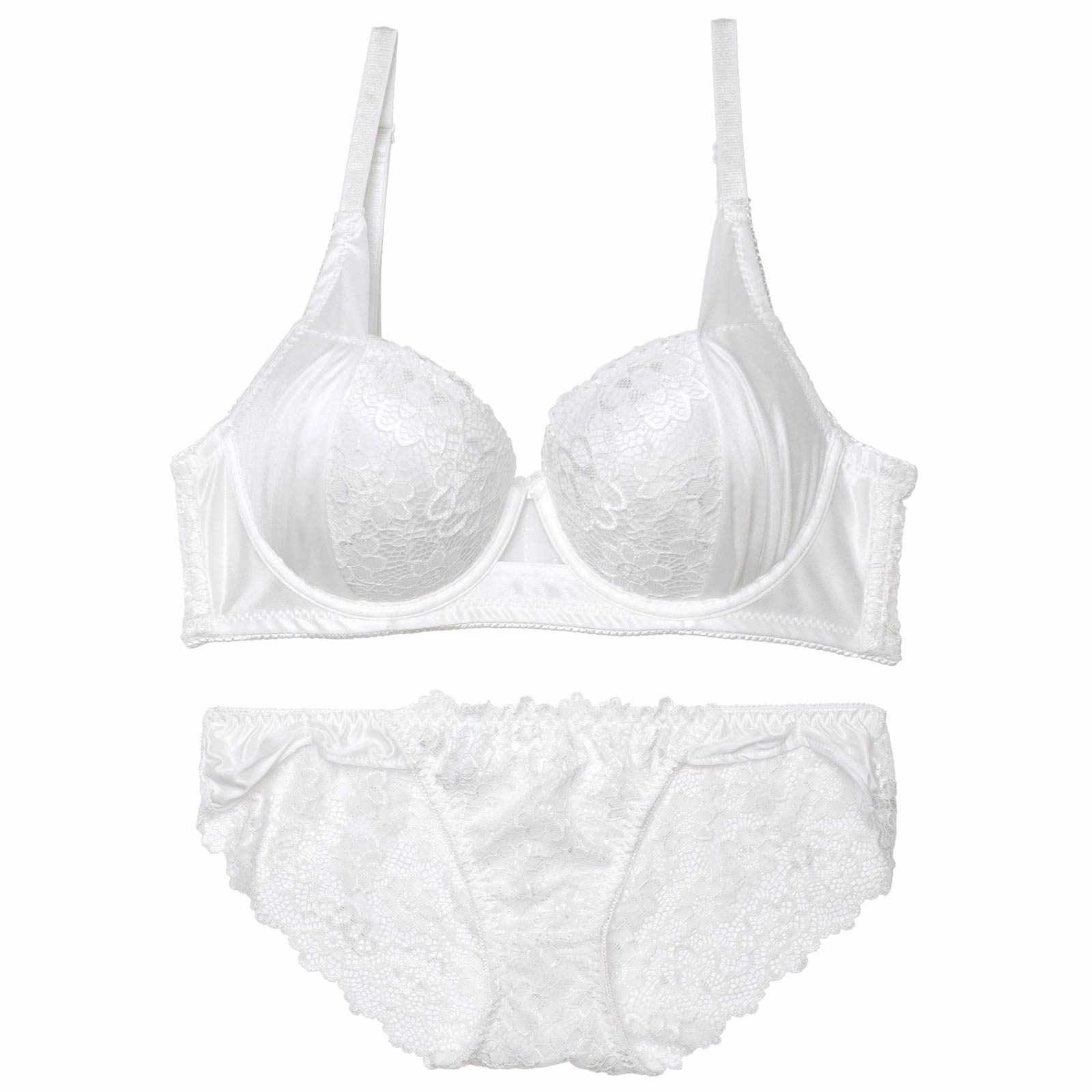 【三上悠亜着用】【EFサイズ】ノーブルレーシィホール育乳脇高ブラジャー&バック透けフルバックショーツ