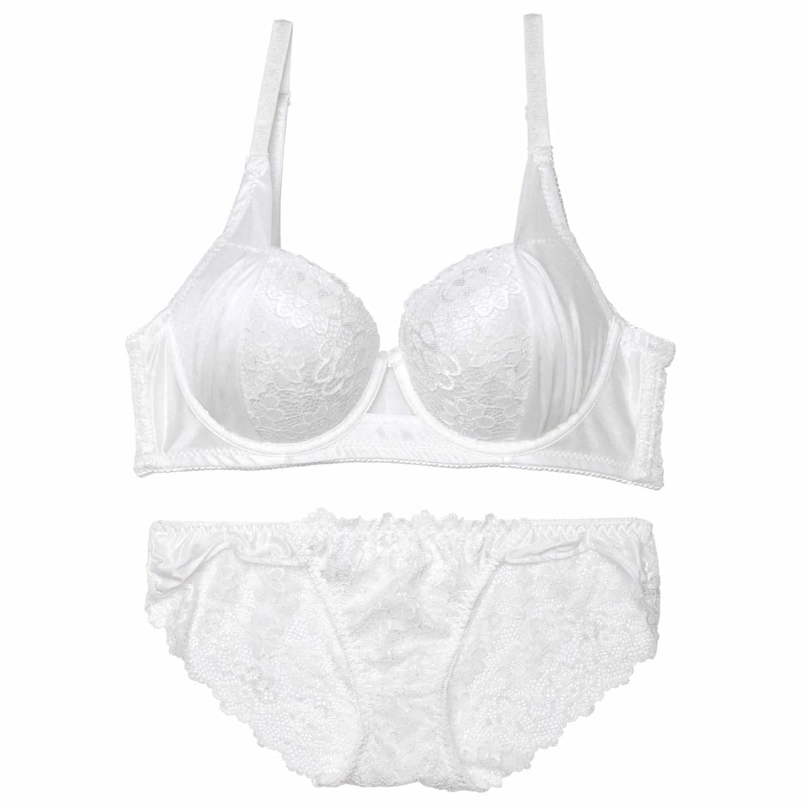 【三上悠亜着用】【EFサイズ】ノーブルレーシィホール育乳脇高ブラジャー&バック透けフルバックショーツ