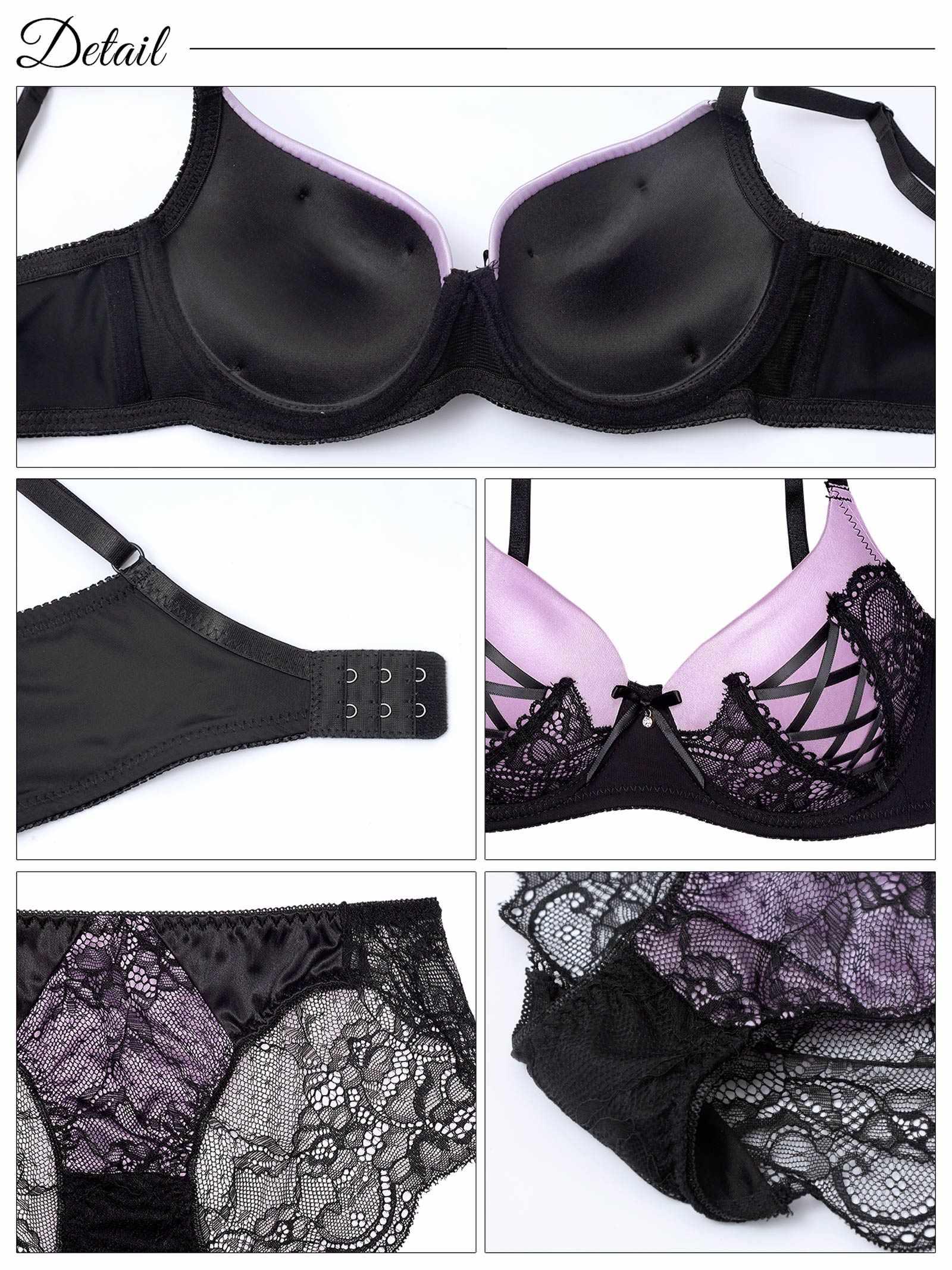 7/16新作!アリュールレースアップ育乳脇高ブラジャー&バック透けフルバックショーツ