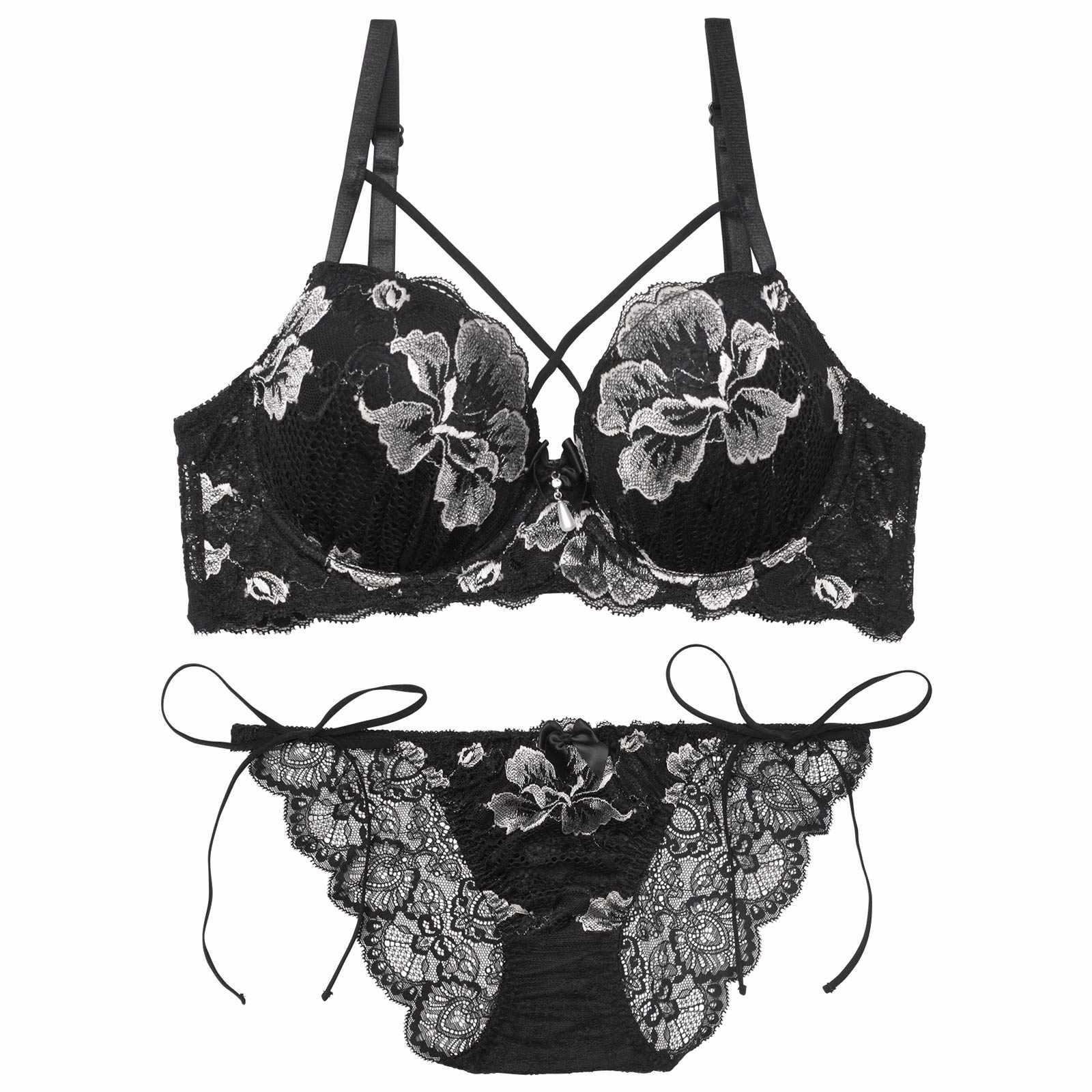 【三上悠亜着用】マジェスティックフルール育乳脇高ブラジャー&サイド紐バック透けフルバックショーツ