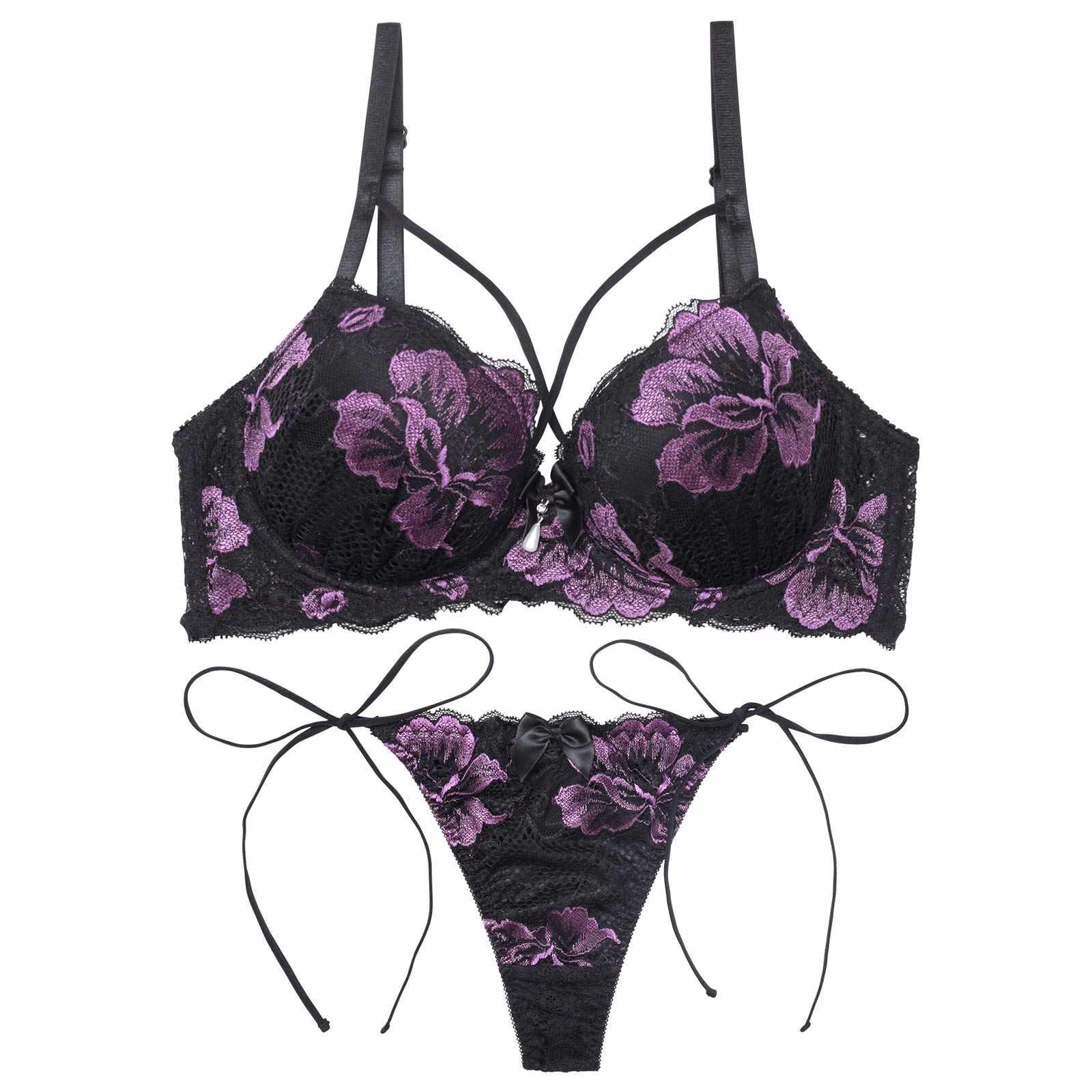 【三上悠亜着用】マジェスティックフルール育乳脇高ブラジャー&サイド紐バック透けTバックショーツ