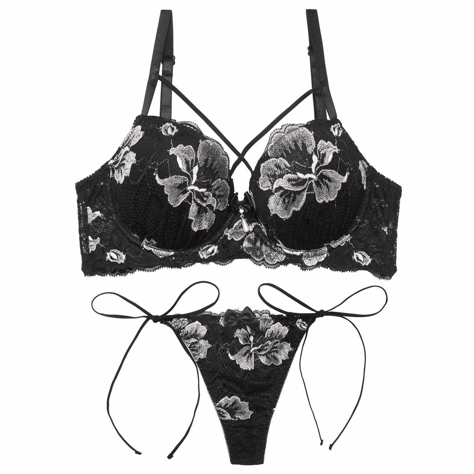 【三上悠亜着用】マジェスティックフルール育乳脇高ブラジャー&サイド紐バック透けTバックショーツ