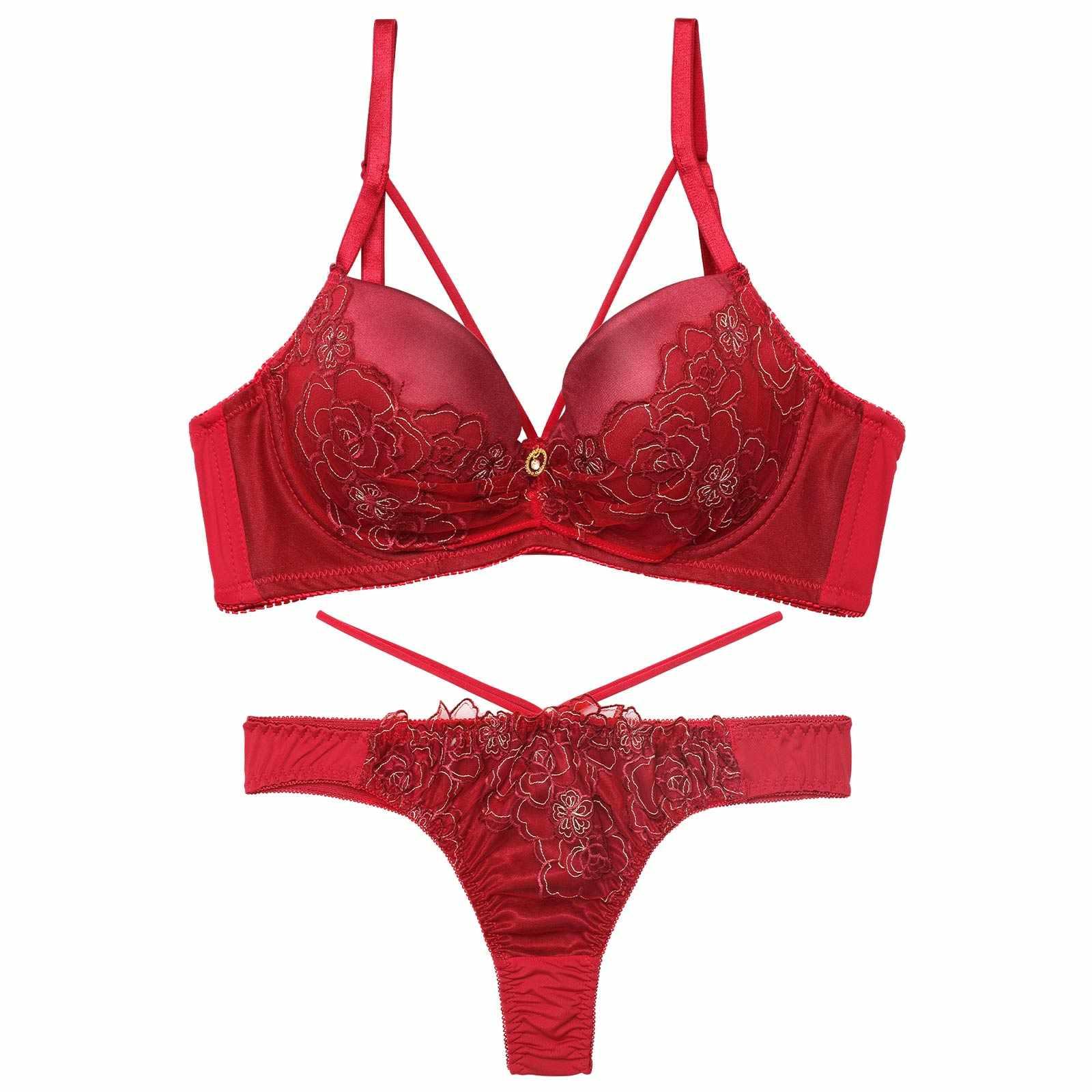 【三上悠亜着用】【EFサイズ】グラマラスコードフラワー育乳脇高ブラジャー&Tバックショーツ