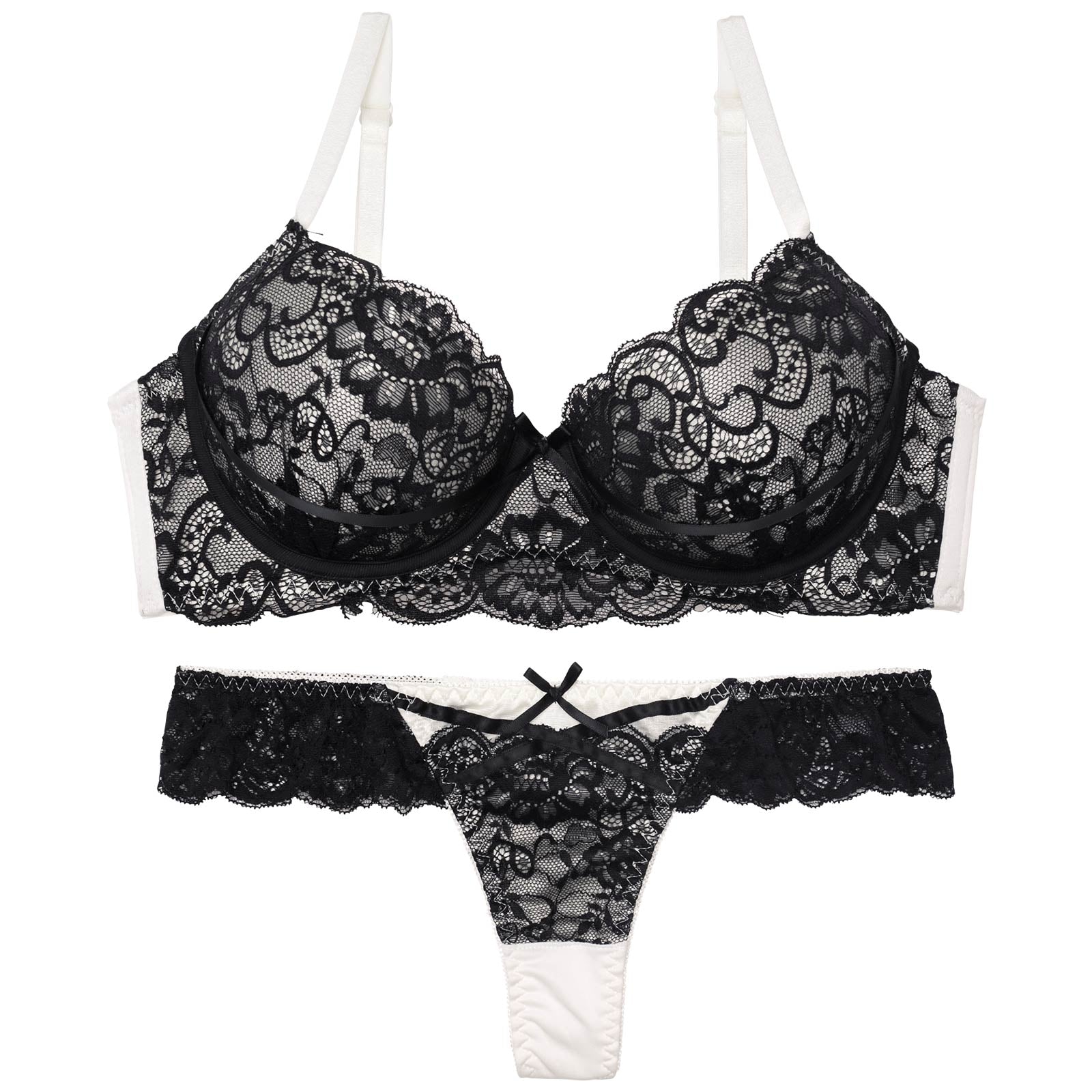 【EFサイズ】ロマンスレーシィコードブラジャー&Tバックショーツ