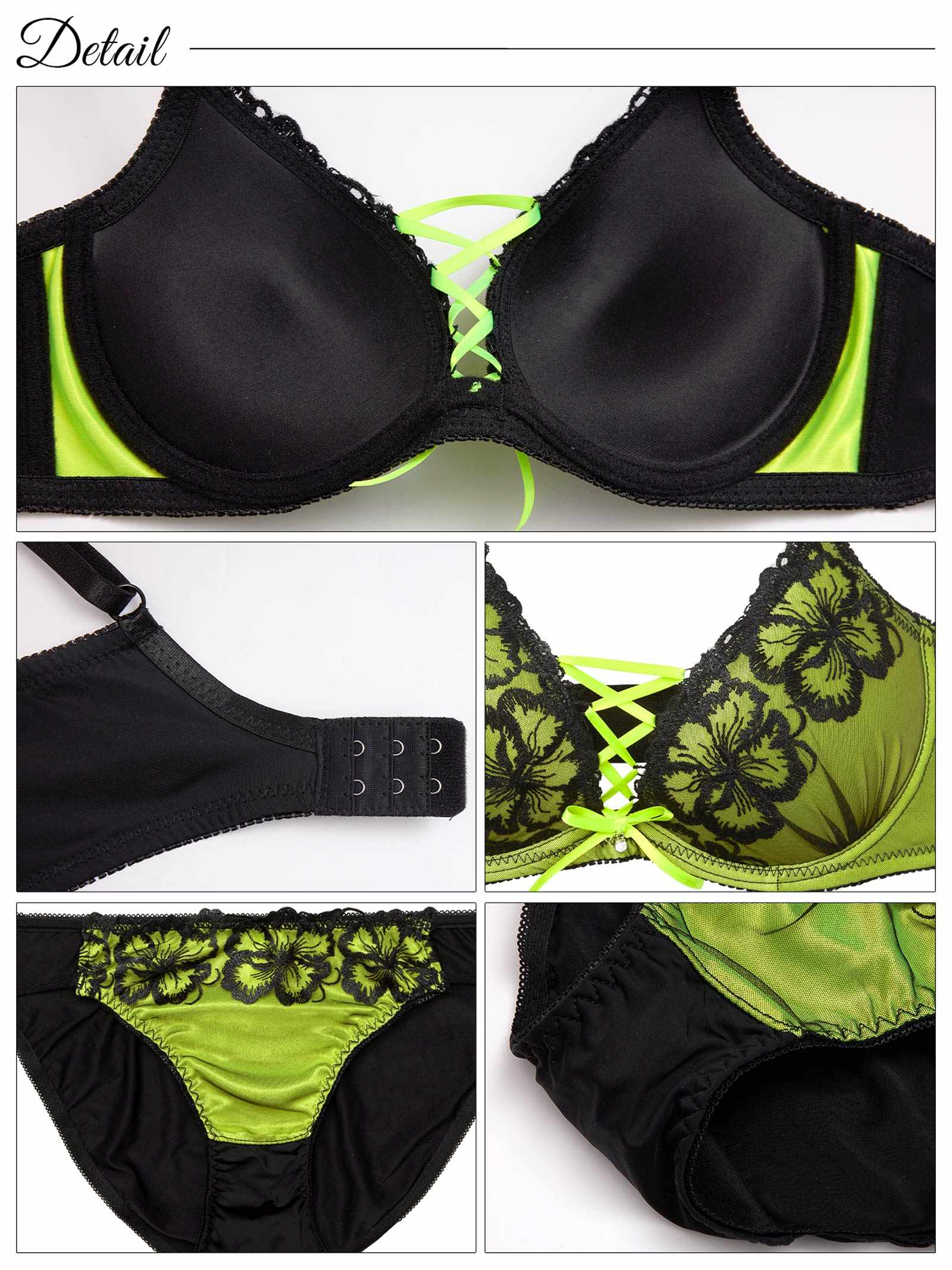 9/8新作!ネオンフラワースピンドル育乳脇高ブラジャー&フルバックショーツ