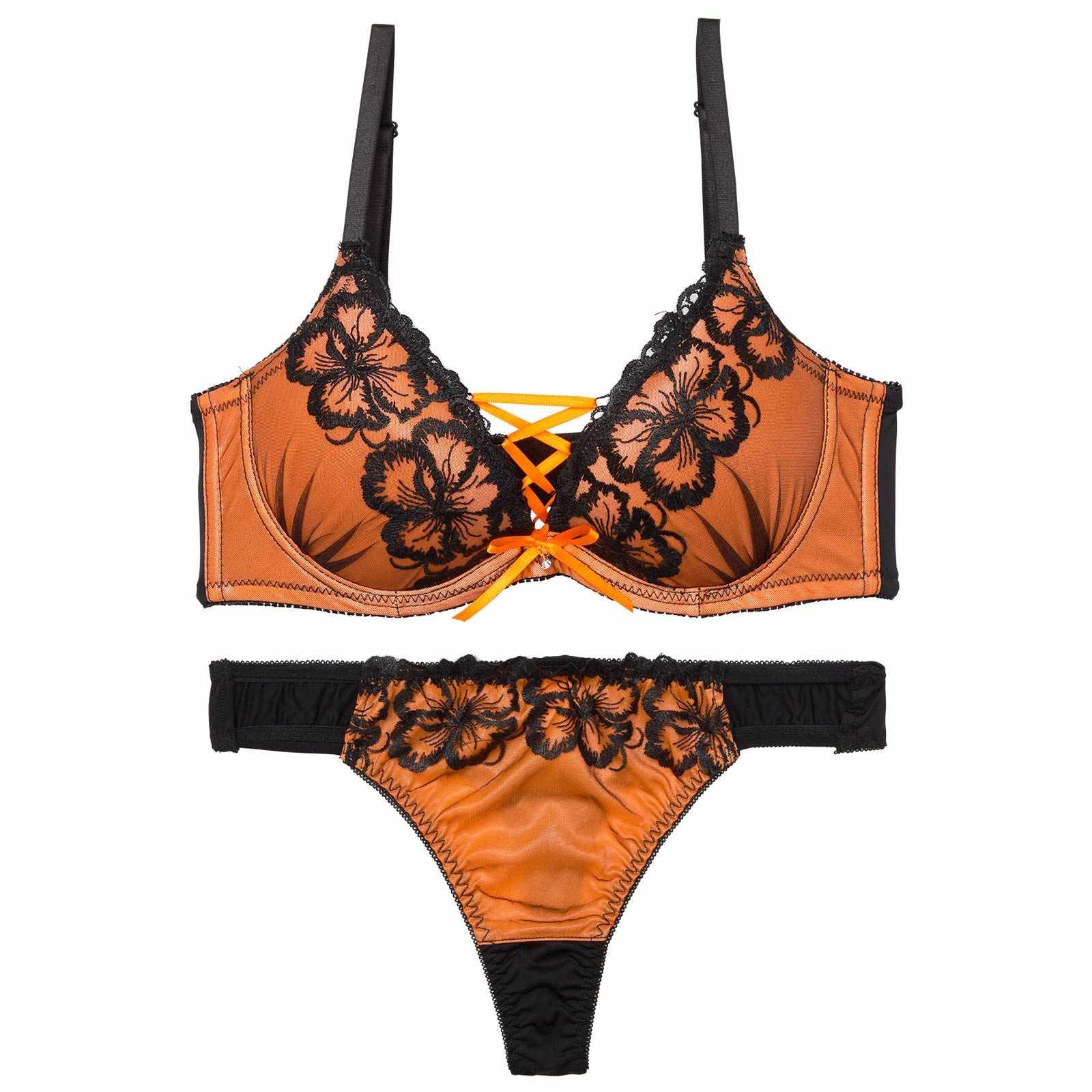 ネオンフラワースピンドル育乳脇高ブラジャー&Tバックショーツ