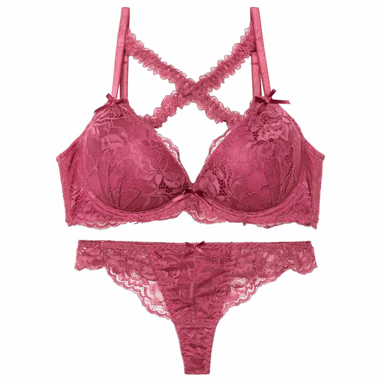 【三上悠亜着用】【EFサイズ】ロマンティックレーシィクロス育乳脇高ブラジャー&バック透けTバックショーツ