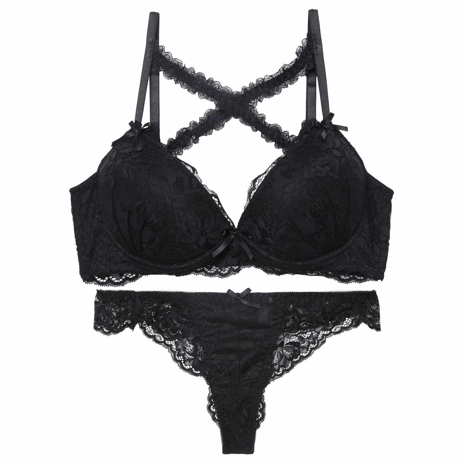 【三上悠亜着用】【EFサイズ】ロマンティックレーシィクロス育乳脇高ブラジャー&バック透けTバックショーツ